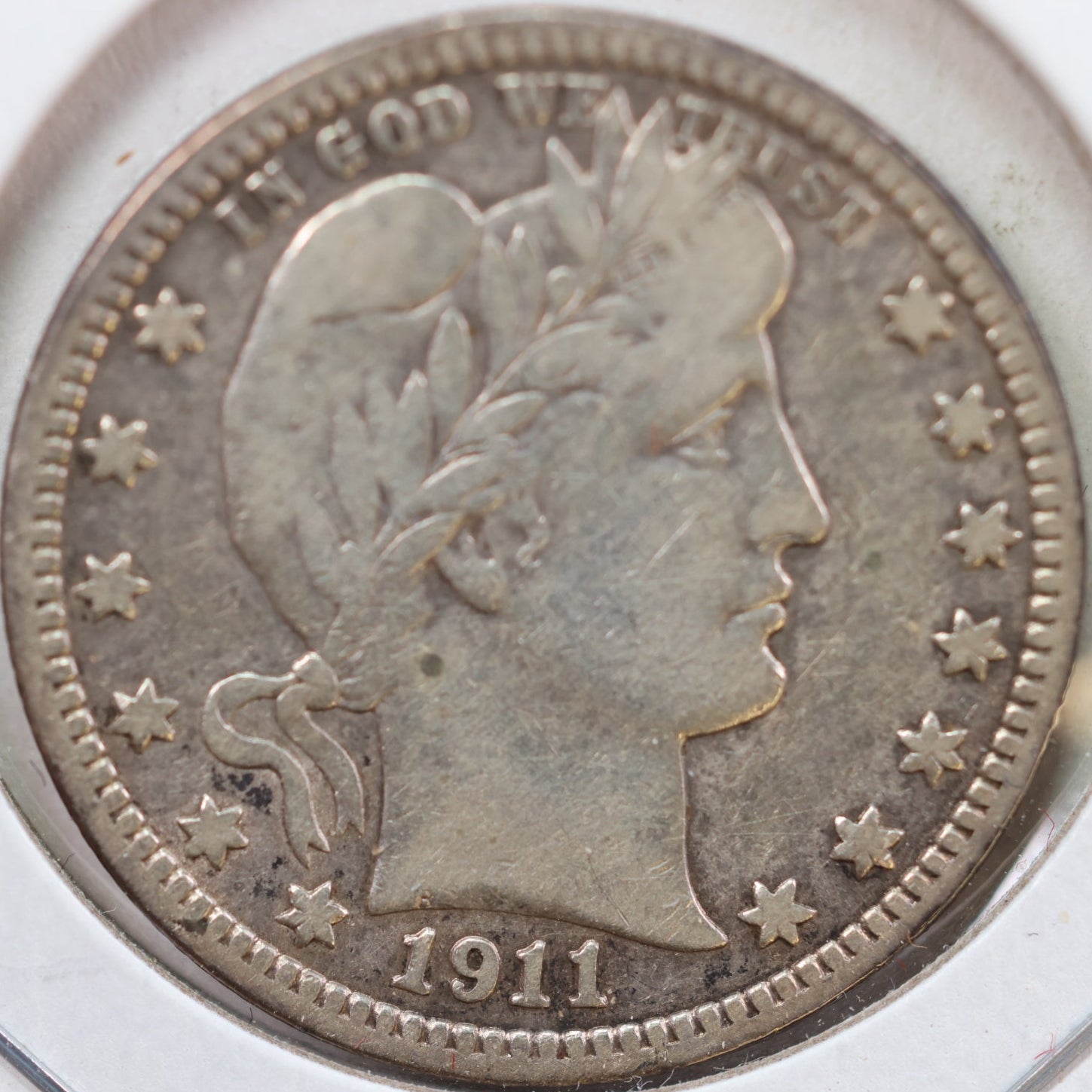 1911 Barber Silver Quarter, Fine Circulated Collectible Coin, Store #QR923