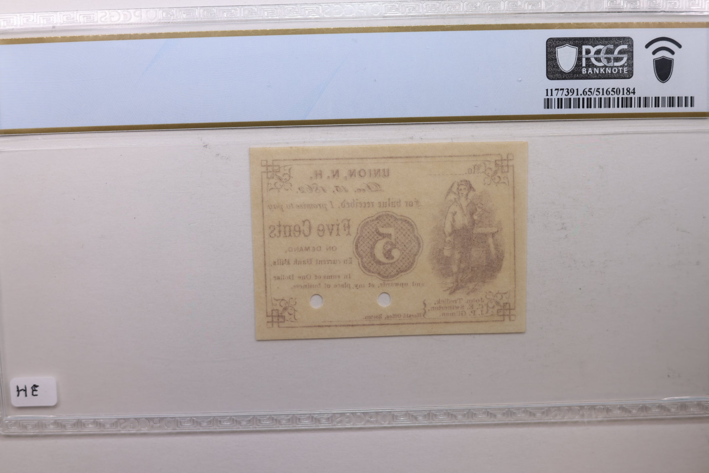 1862 5 Cents, Tredick, Swinerton & Gilman, New Hampshire., PCGS CU-65 PPQ., Store #GNH002.