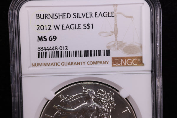 2012-W, American Silver Eagle, Burnished Strike, NGC Certified. Store #23082380