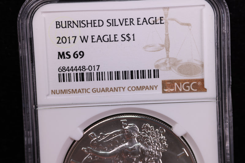 2017-W, American Silver Eagle, Burnished Strike, NGC Certified. Store