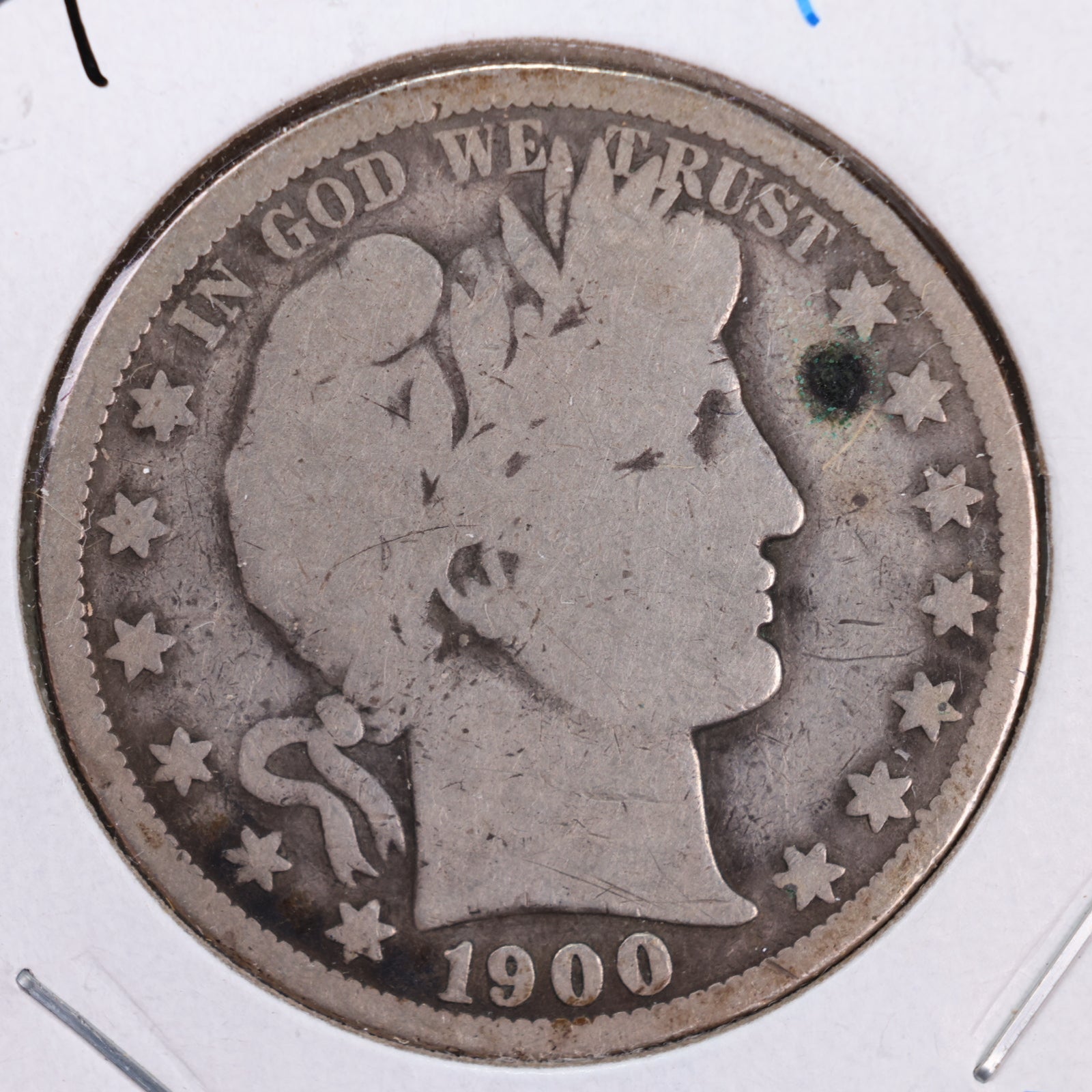 1900-O Barber Silver Half Dollar, Good Circulated Coin, Store #HR038