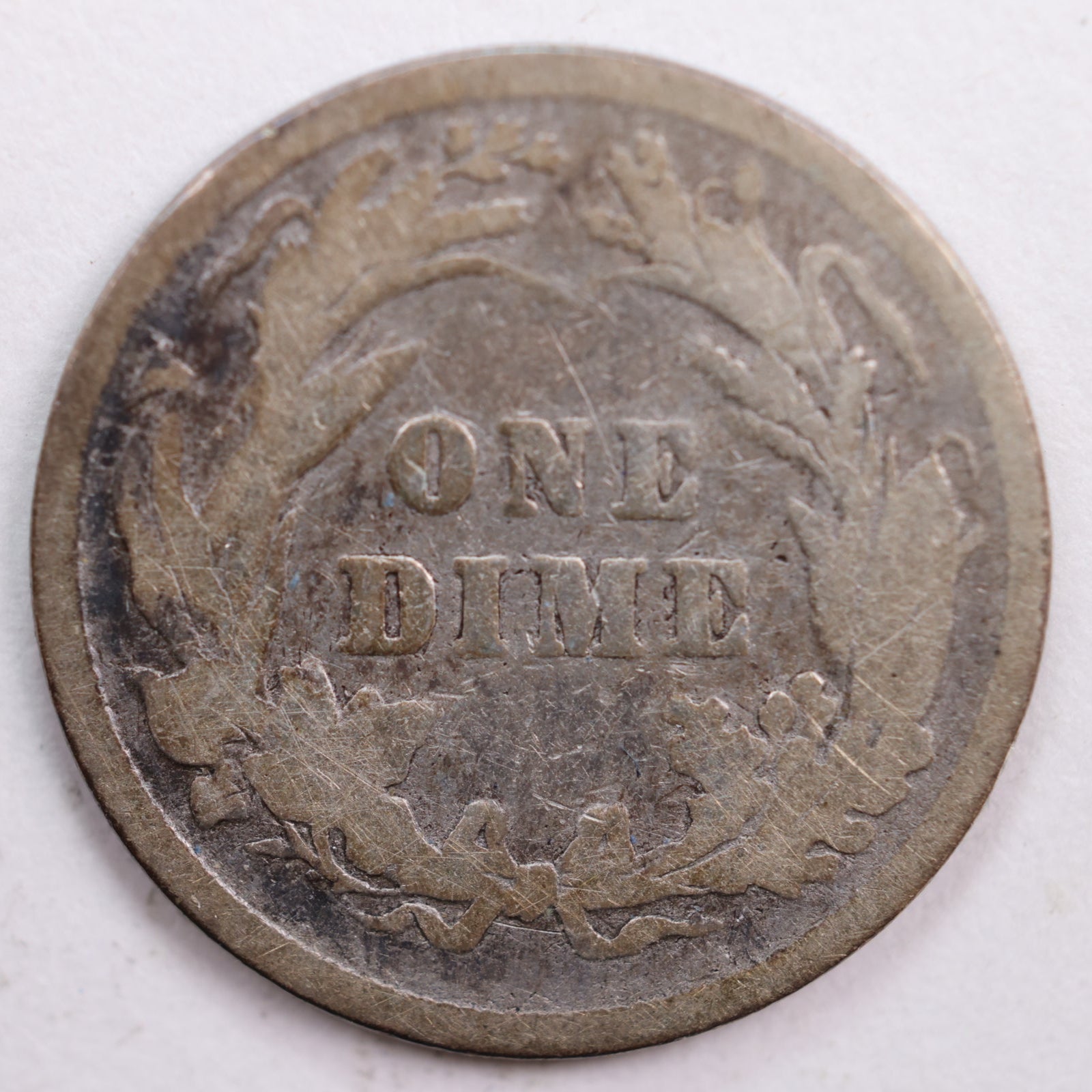 1892 Barber Silver Dime, Abt Good Circulated Coin, Store #DE0521