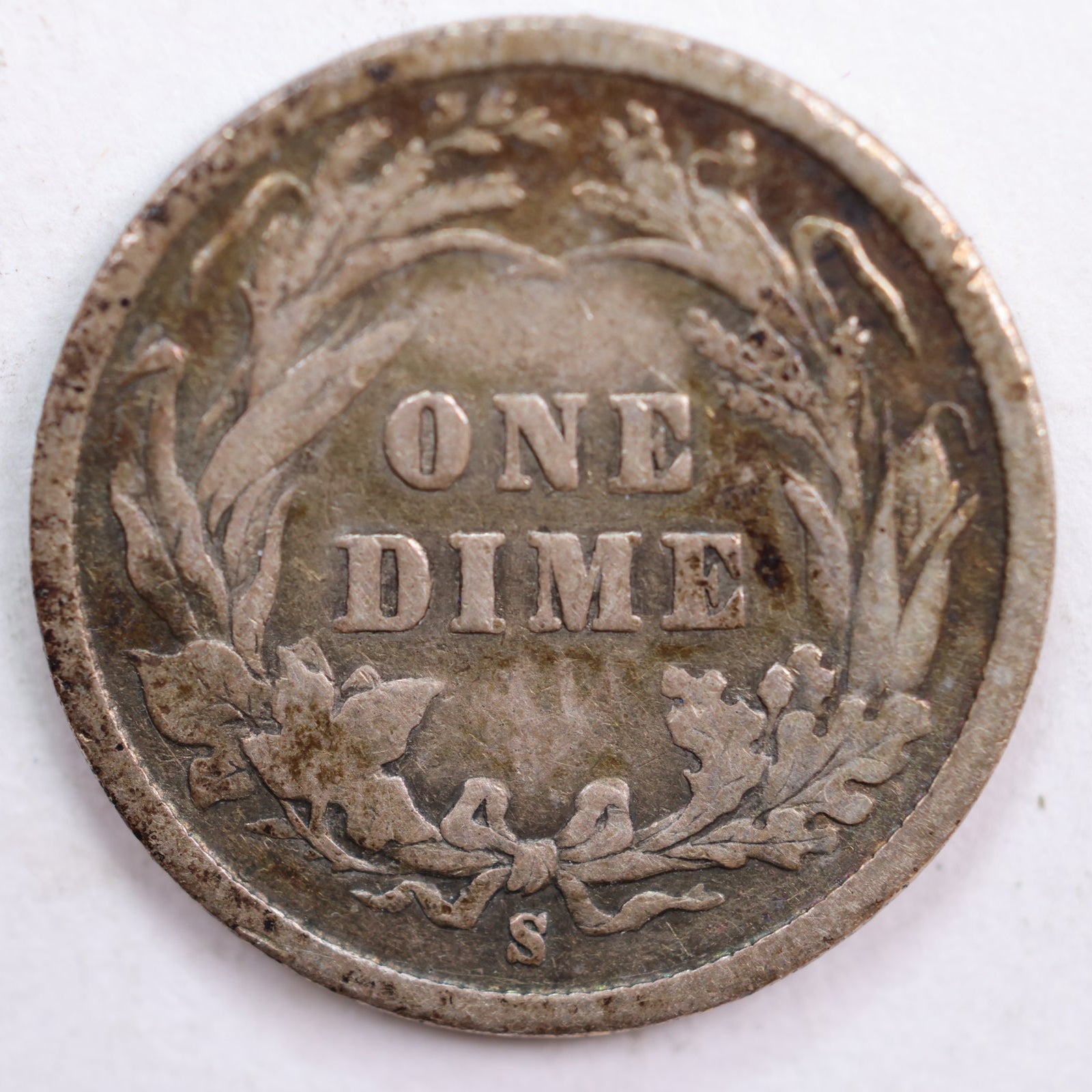 1898-S Barber Silver Dime, Very Good Circulated Coin, Store #DE0504