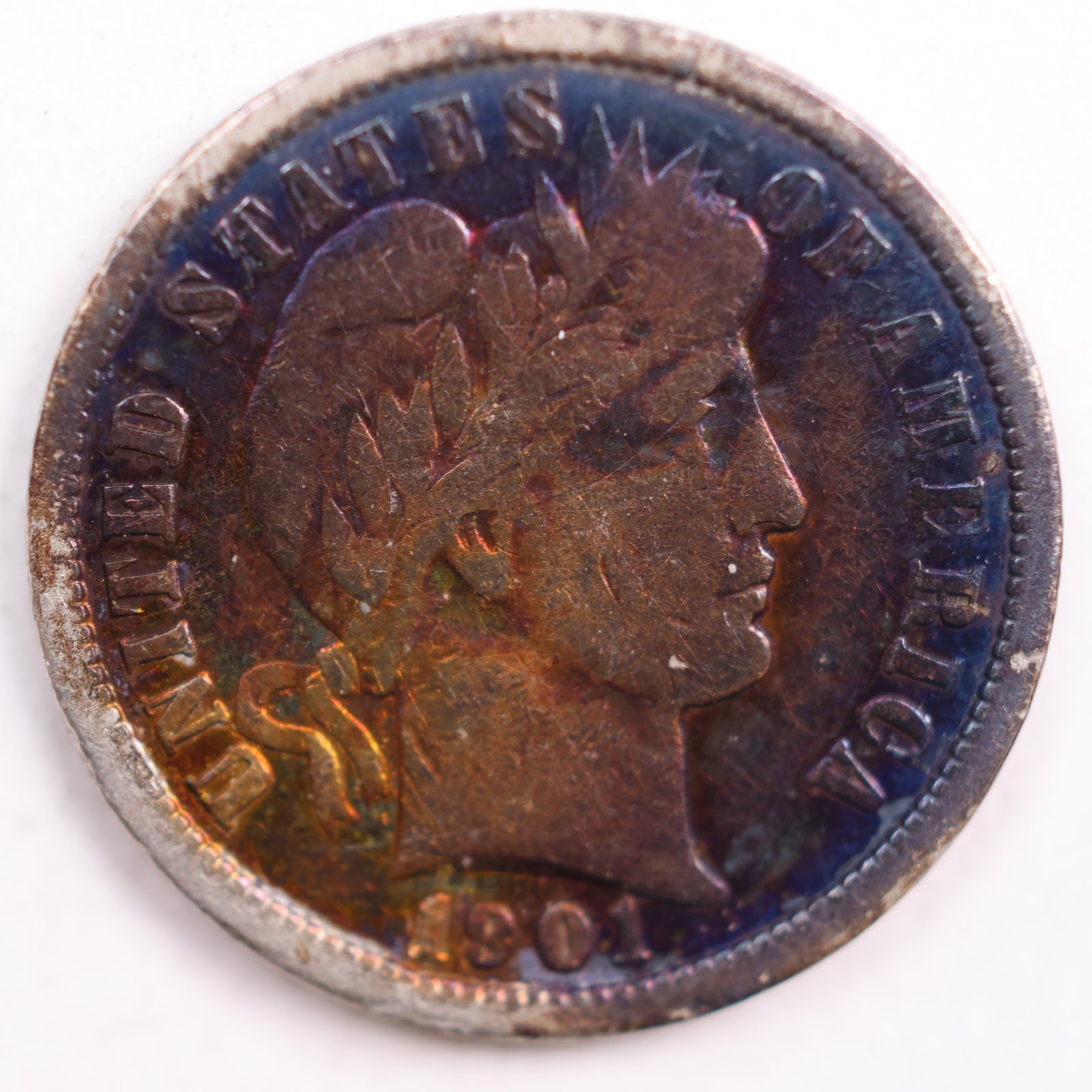 1901-O Barber Silver Dime, Fine Circulated Coin, Store #DE0492