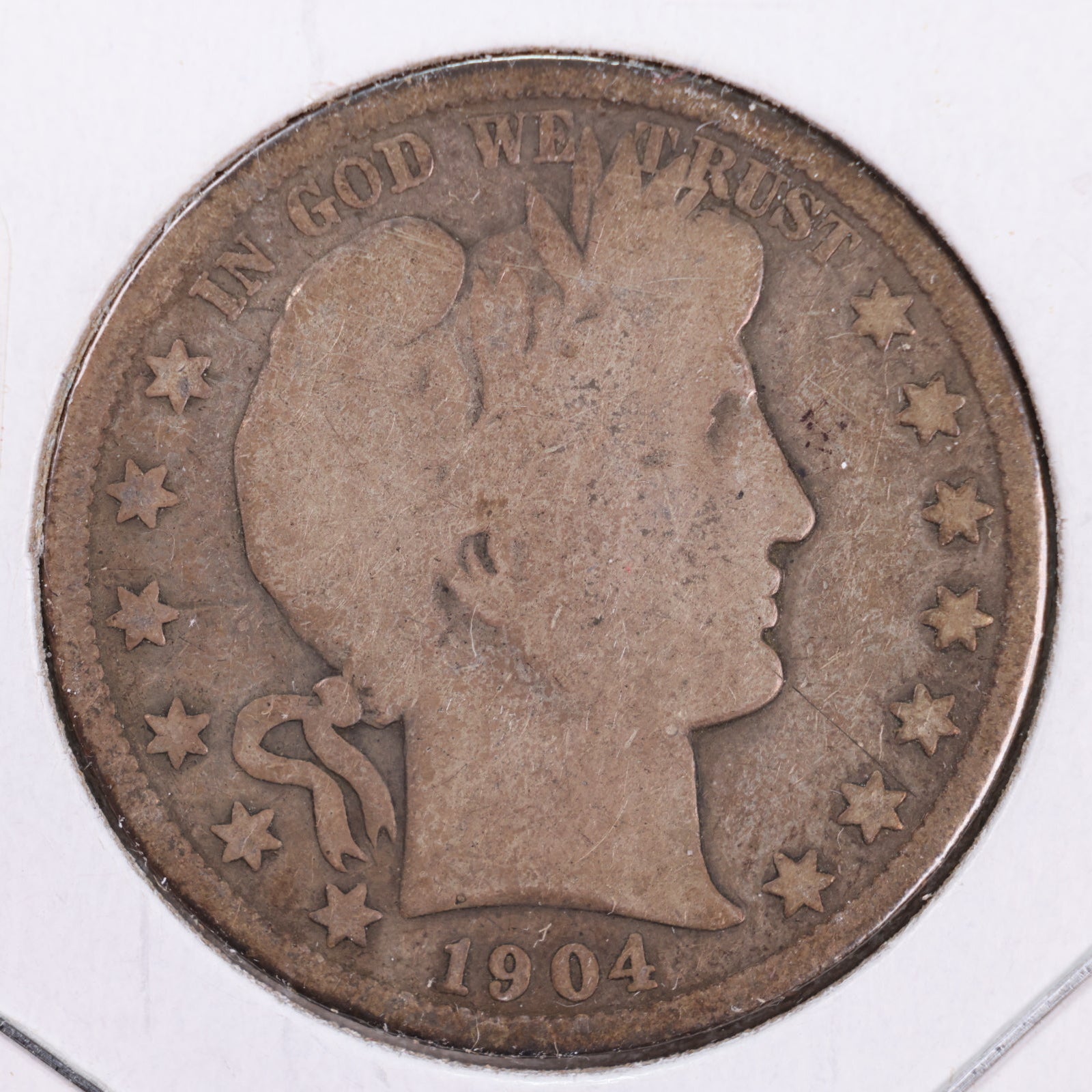1904-O Barber Silver Half Dollar, Very Good Circulated Coin, Store #HR084