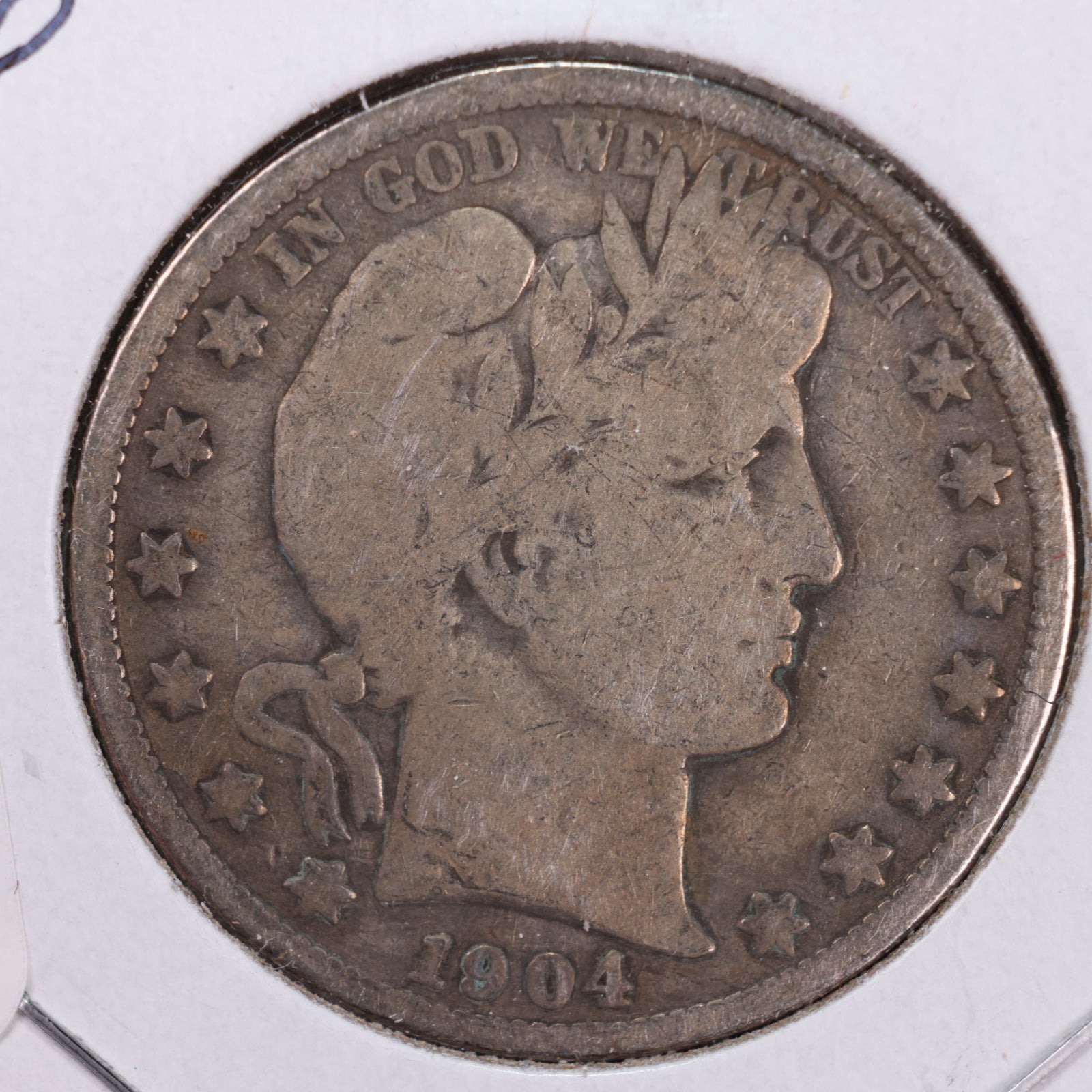 1904-O Barber Silver Half Dollar, Very Good Circulated Coin, Store #HR085