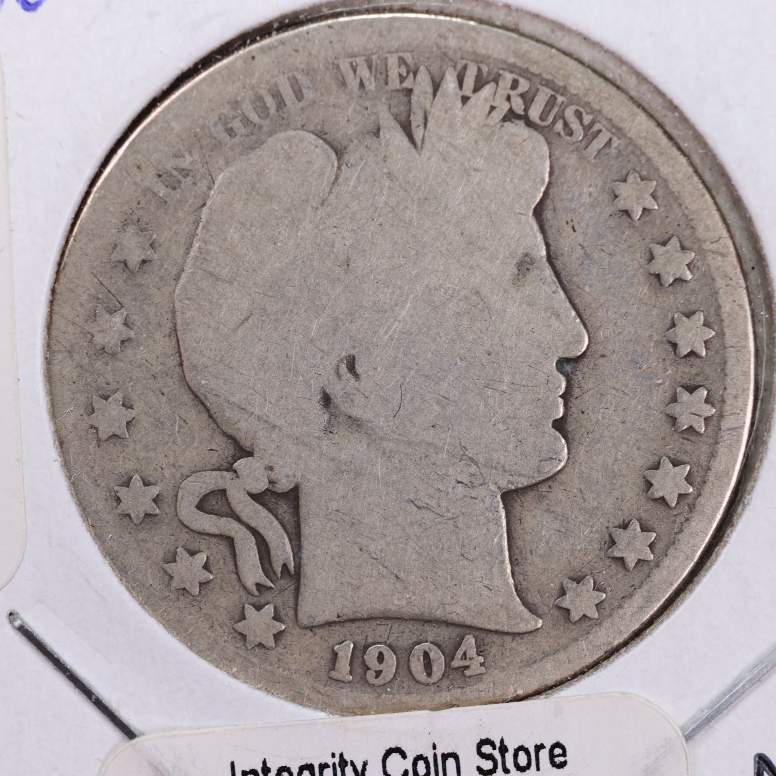 1904-S Barber Silver Half Dollar, About Good Circulated Coin, Store #HR088