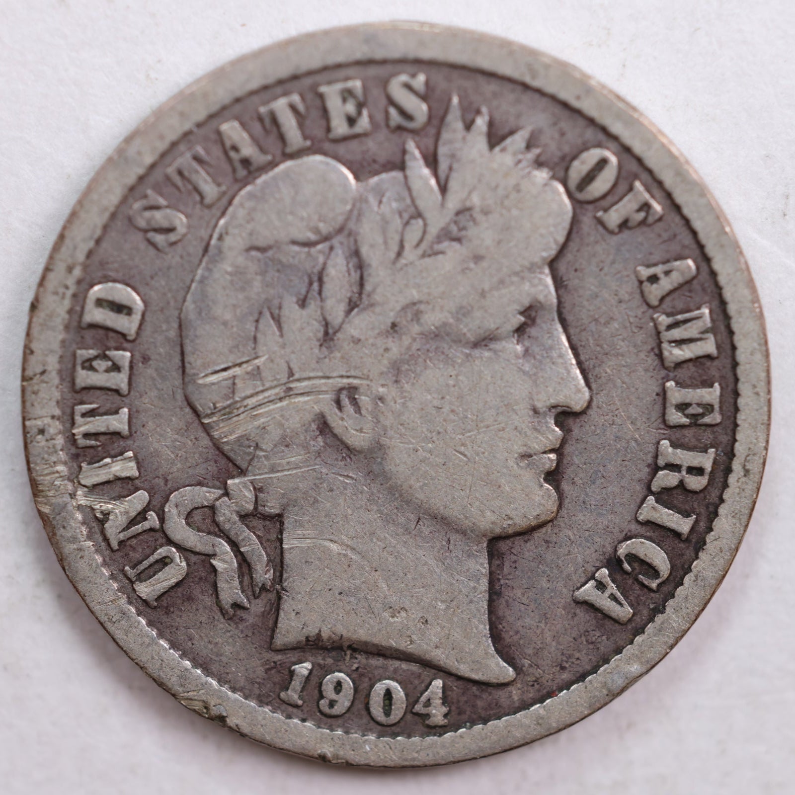 1904 Barber Dime, Very Good Circulated Coin, Store #DE0477