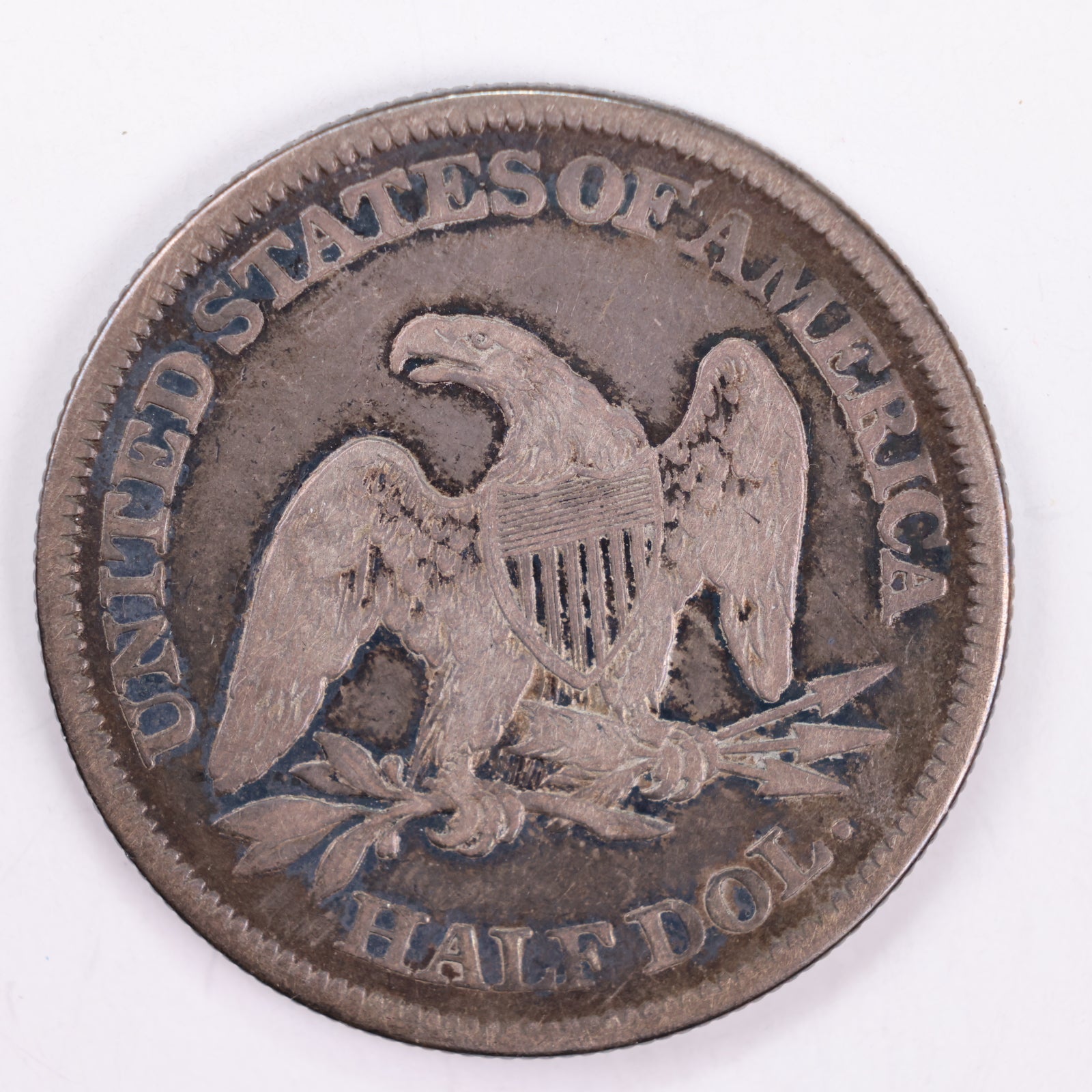 1861 Seated Liberty Silver Half Dollar, Very Fine Circulated Coin, Store #HR100