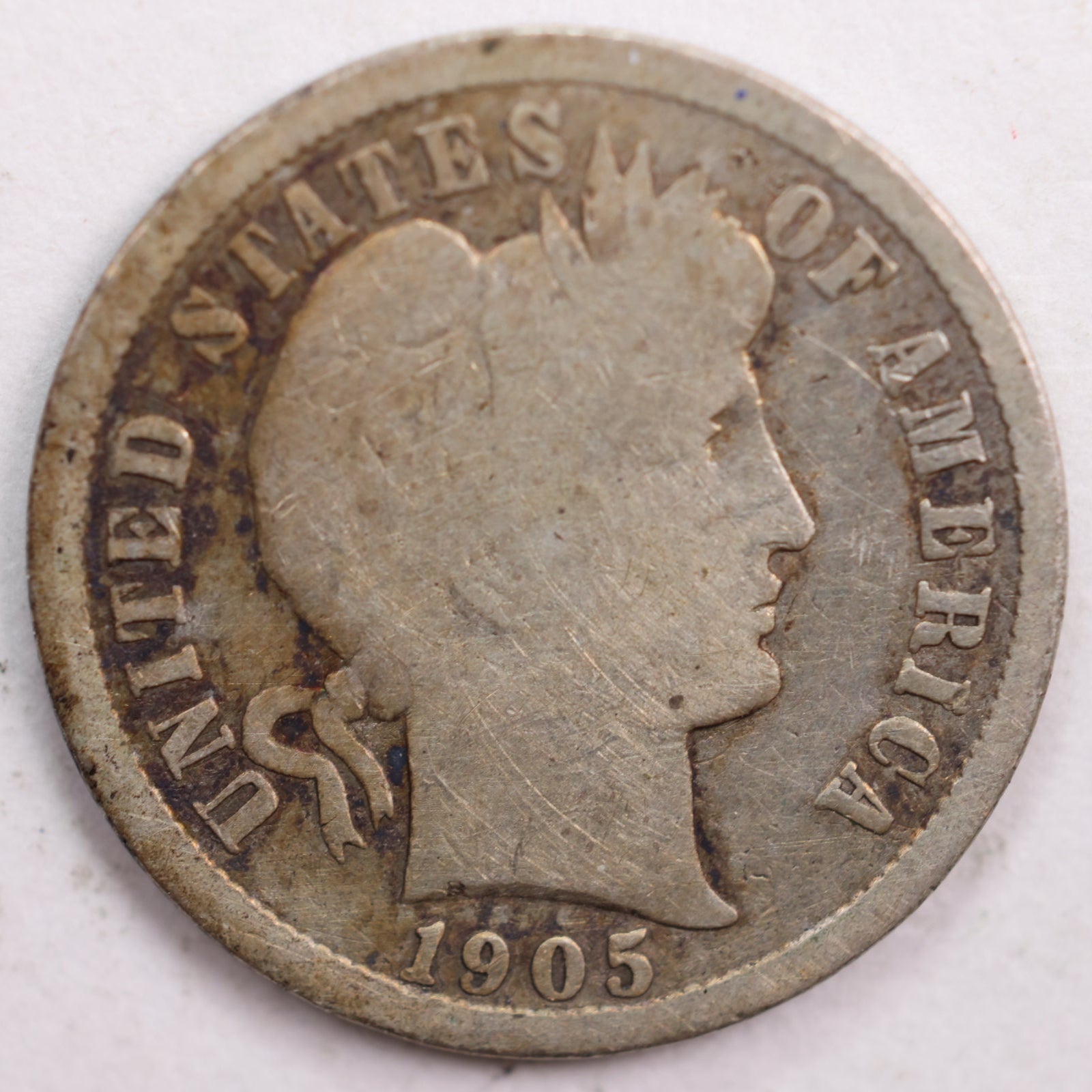 1905-S Barber Dime, Very Good Circulated Coin, Store #DE0466