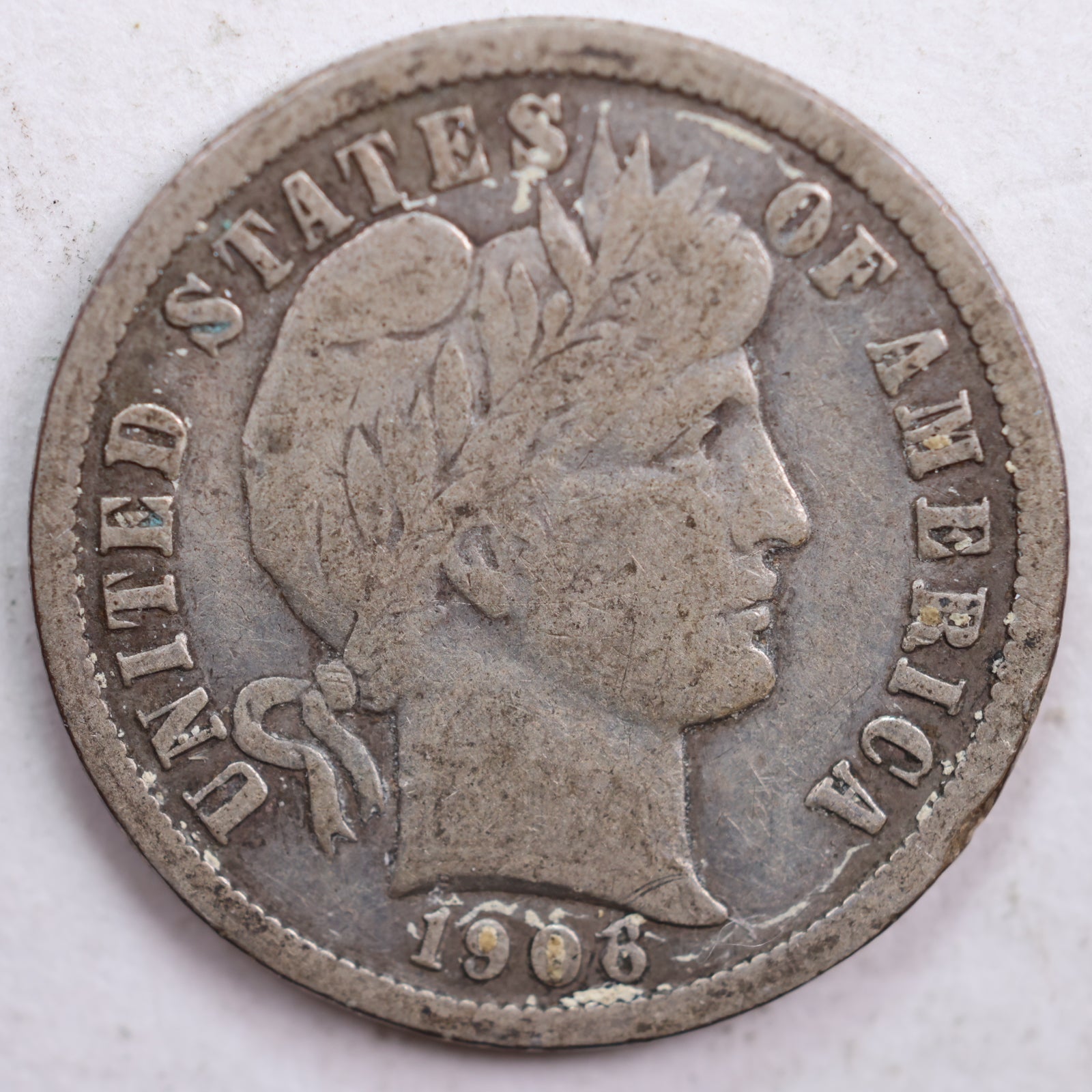 1906 Barber Dime, Very Fine Circulated Coin, Store #DE0461