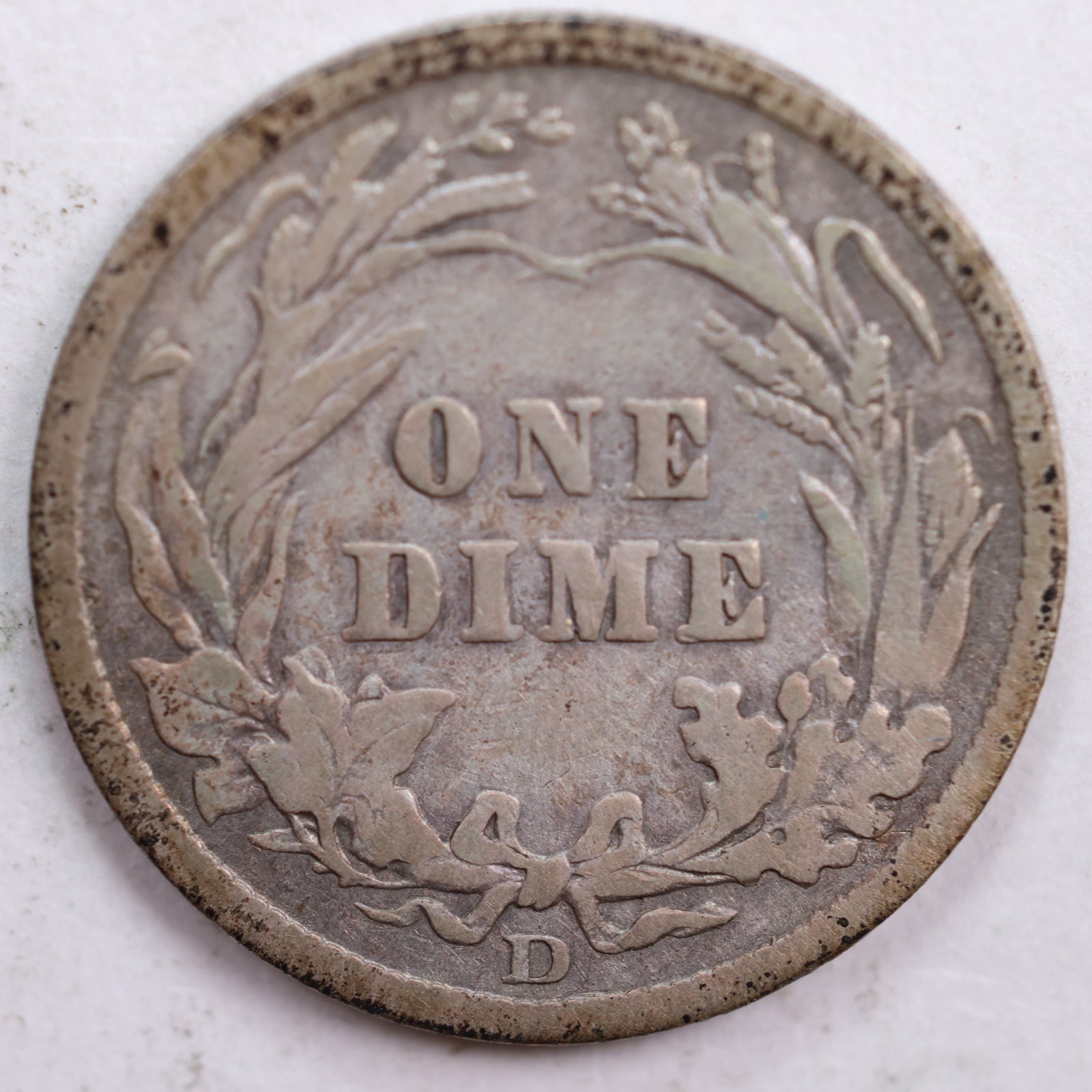 1907-D Barber Silver Dime, Fine Circulated Coin, Store #DE0453