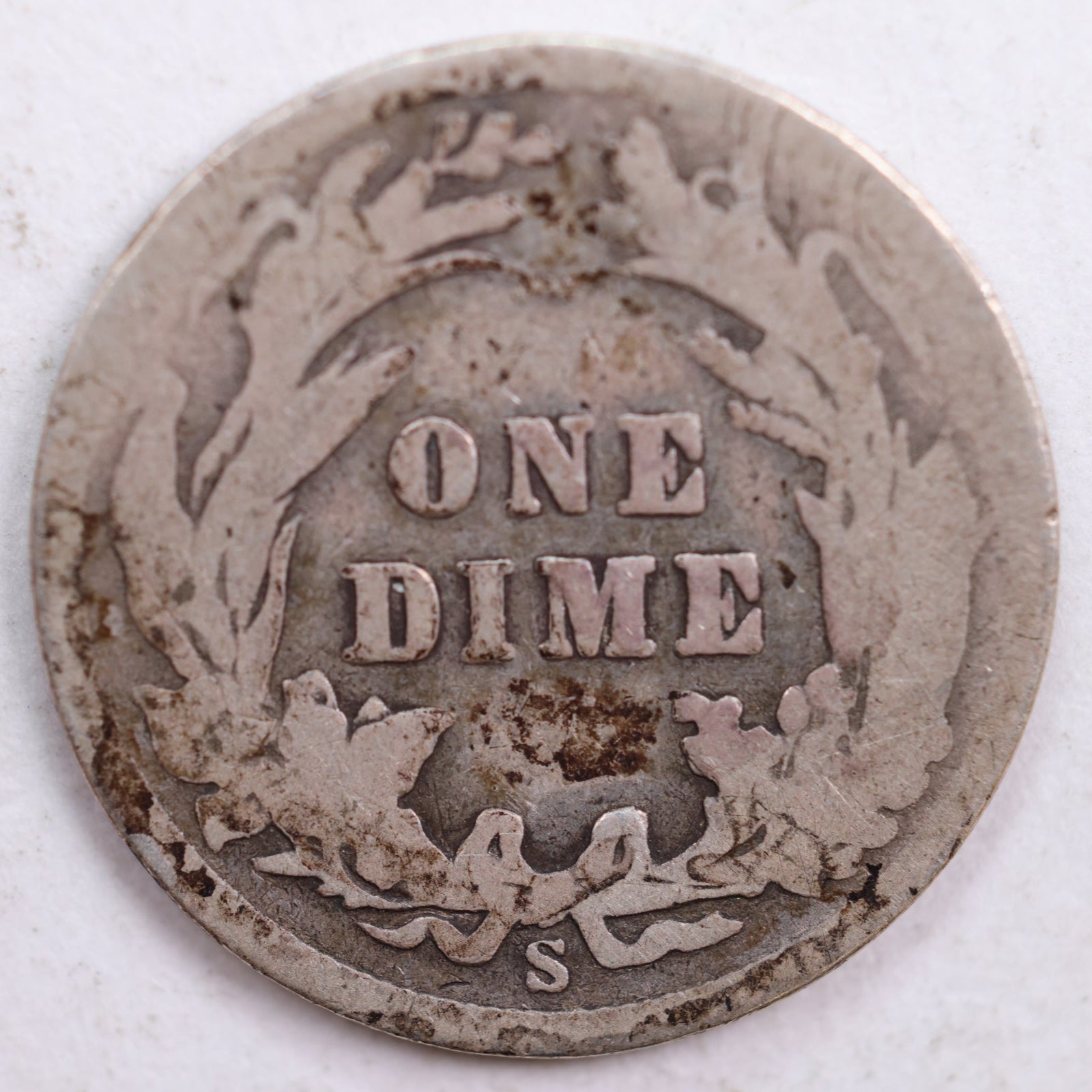1907-S Barber Dime, About Good Circulated Coin, Store #DE0450