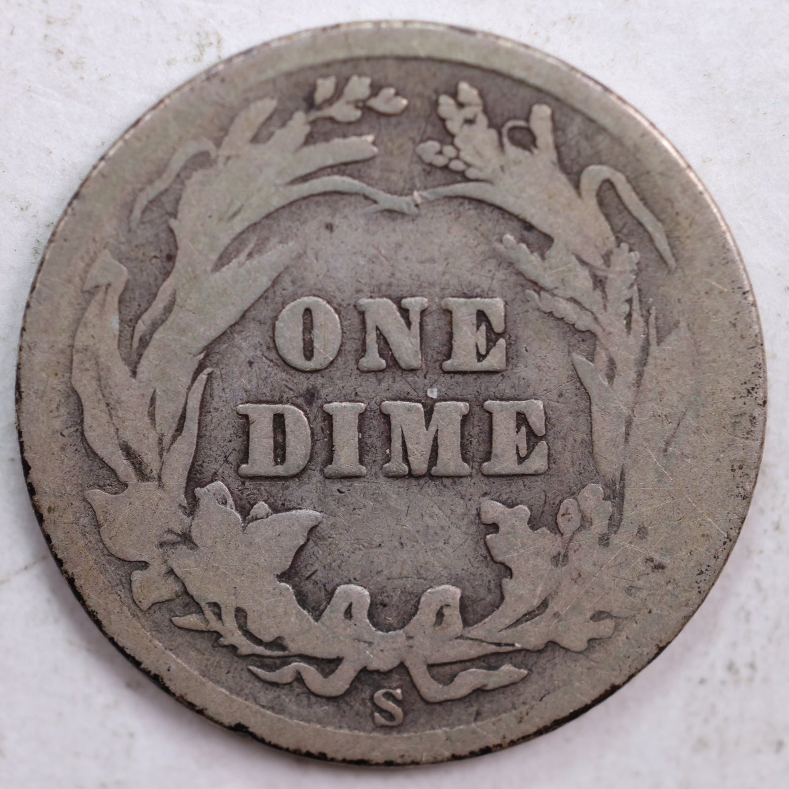 1908-S Barber Silver Dime, Good Circulated Coin, Store #DE0441
