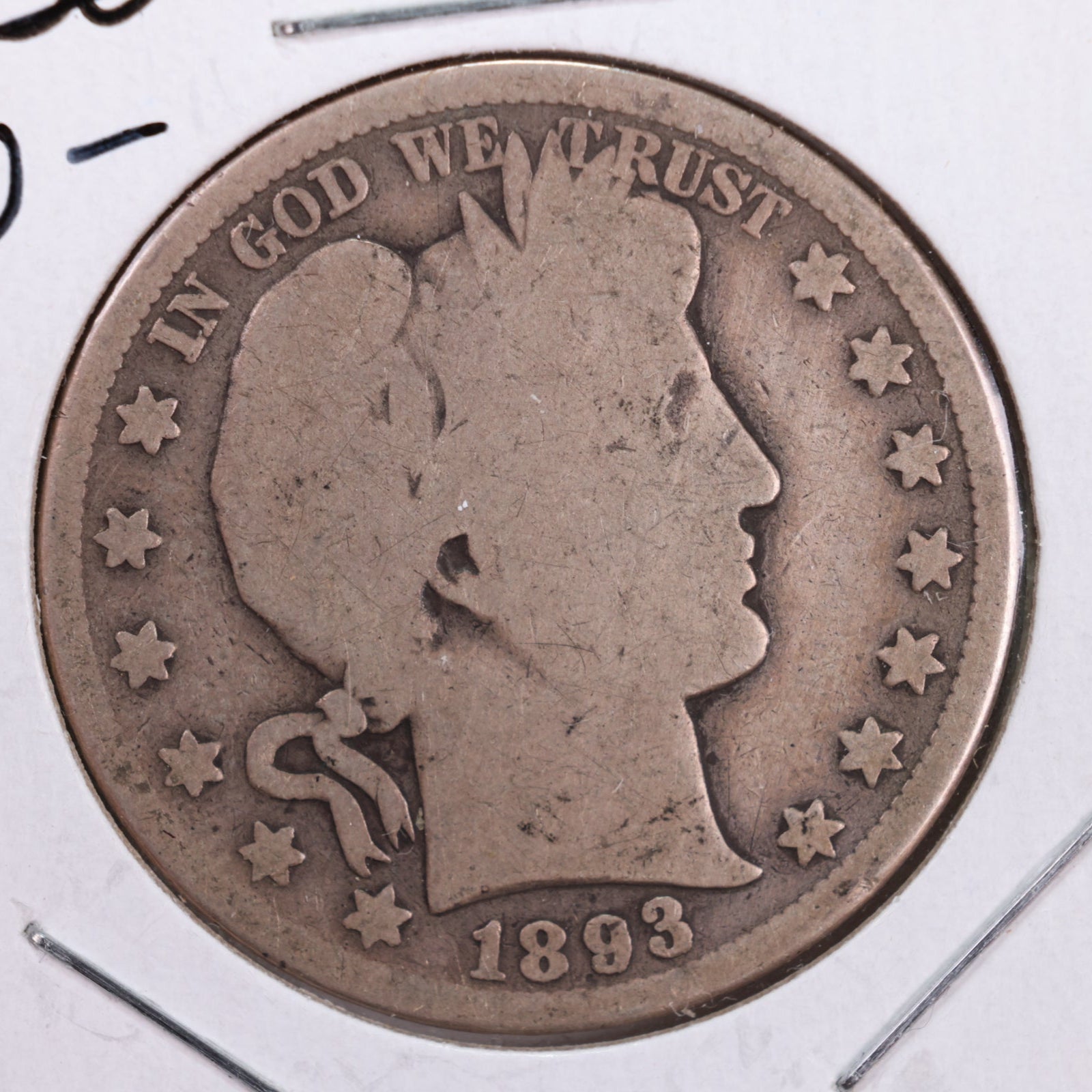 1893-S Barber Silver Half Dollar, Good Circulated Coin, Store #HR130
