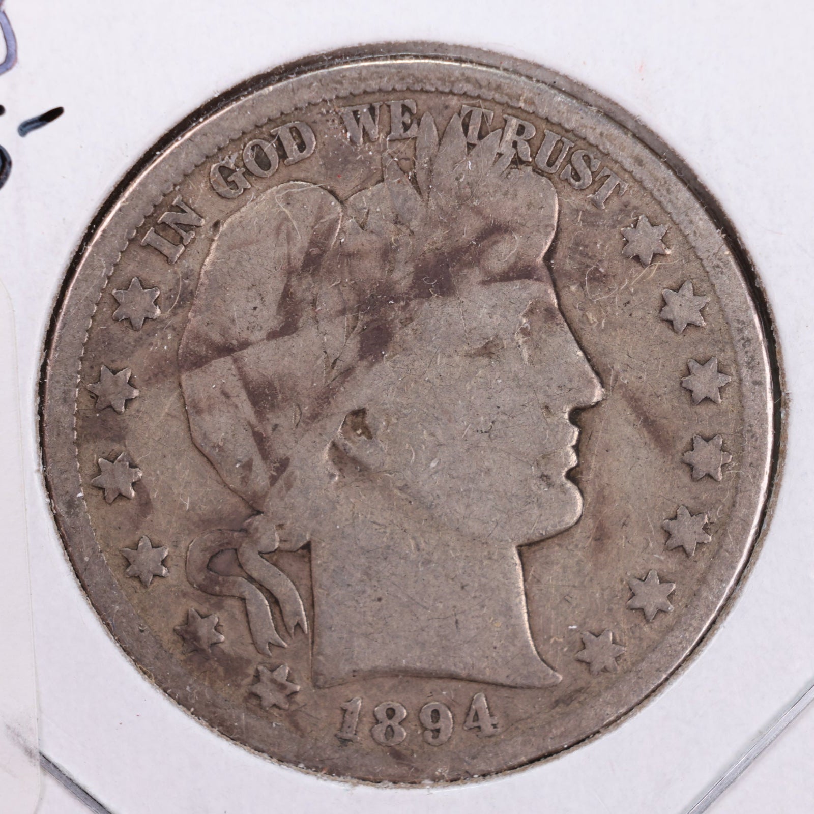 1894-S Barber Silver Half Dollar, Good Circulated Coin, Store #HR141