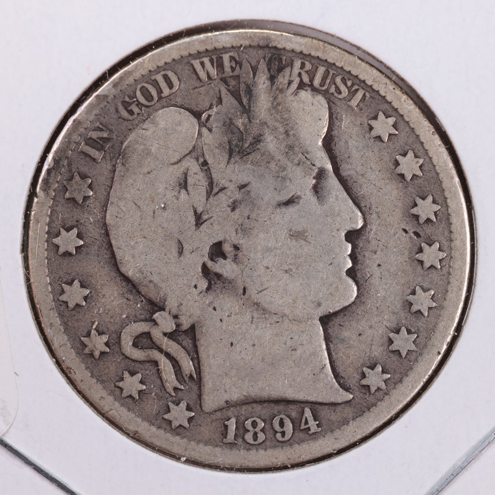 1894-S Barber Silver Half Dollar, Very Good Circulated Coin, Store #HR143