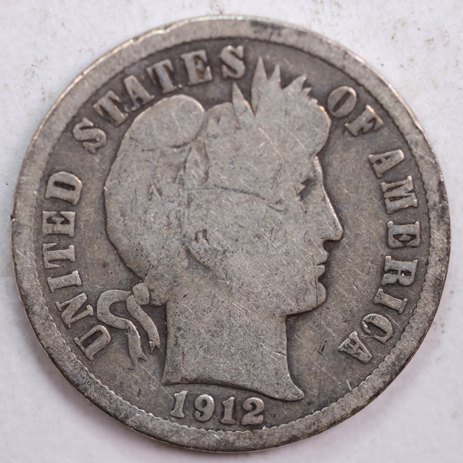 1912 Barber Dime, Good Circulated Coin, Store #DE0423
