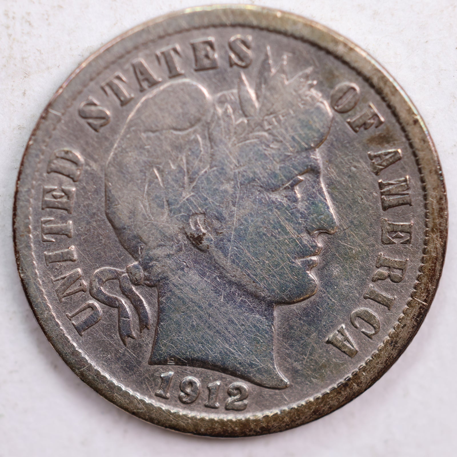 1912-S Barber Silver Dime, Very Good Circulated Coin, Store #DE0417