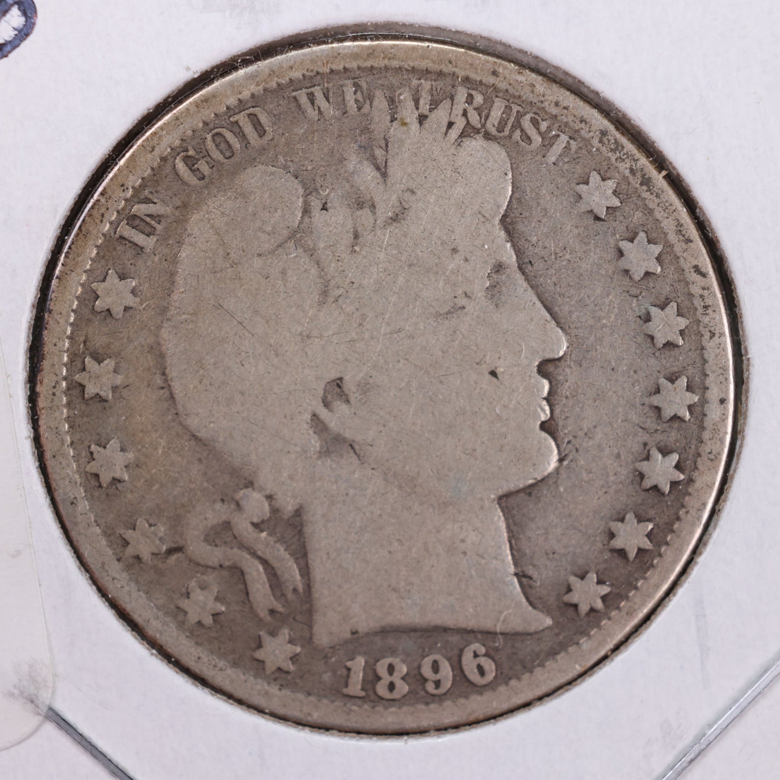1896 Barber Silver Half Dollar, Very Good Circulated Coin, Store #HR158
