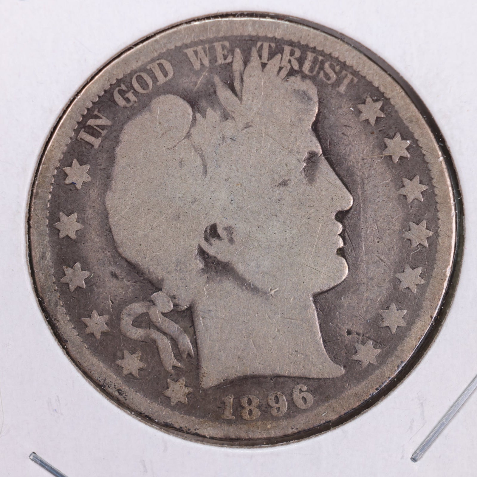 1896-O Barber Silver Half Dollar, Very Good Circulated Coin, Store #HR161