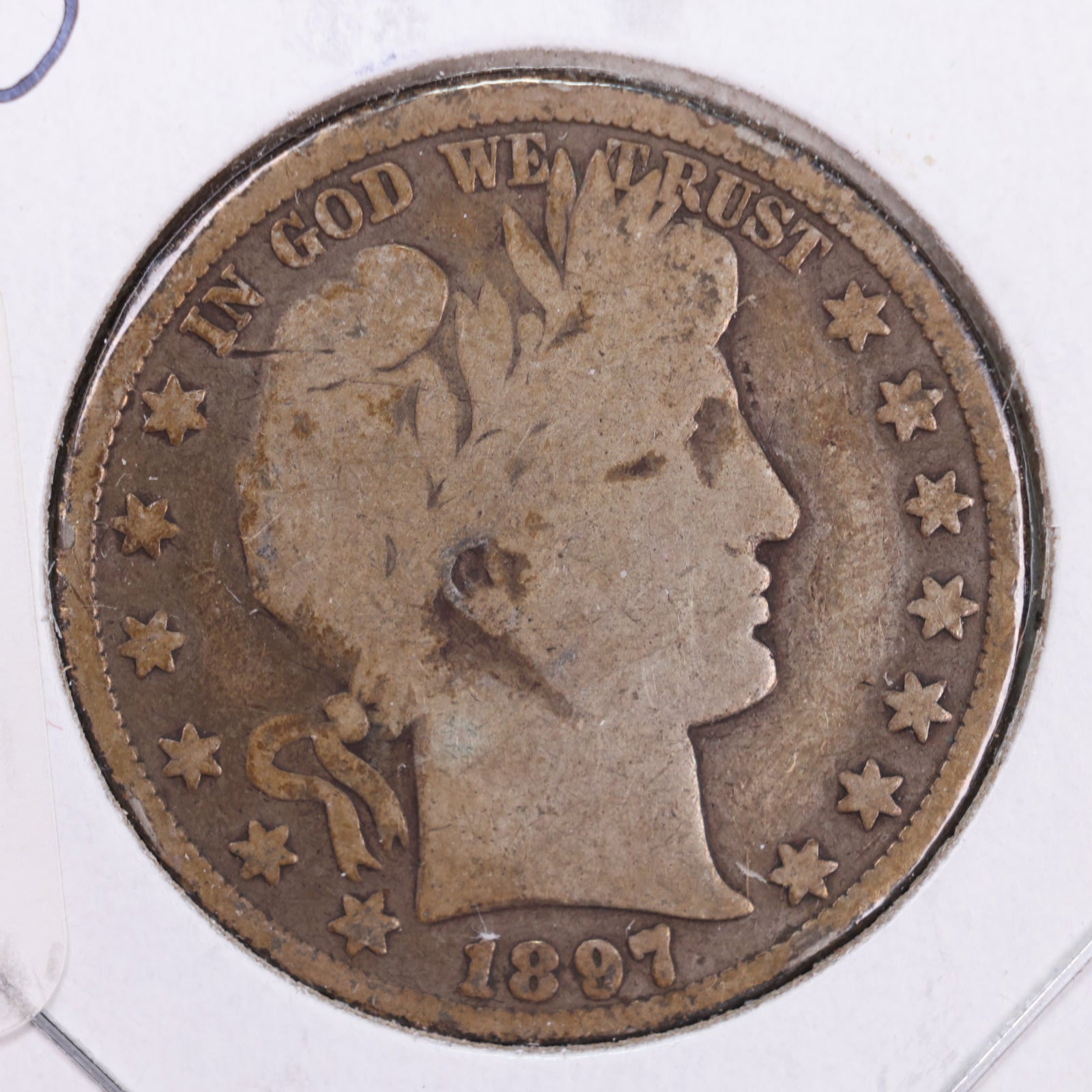 1897 Barber Silver Half Dollar, Very Good Circulated Coin, Store #HR166