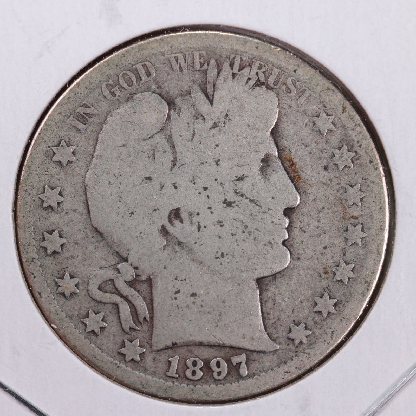 1897 Barber Silver Half Dollar, Very Good Circulated Coin, Store #HR168