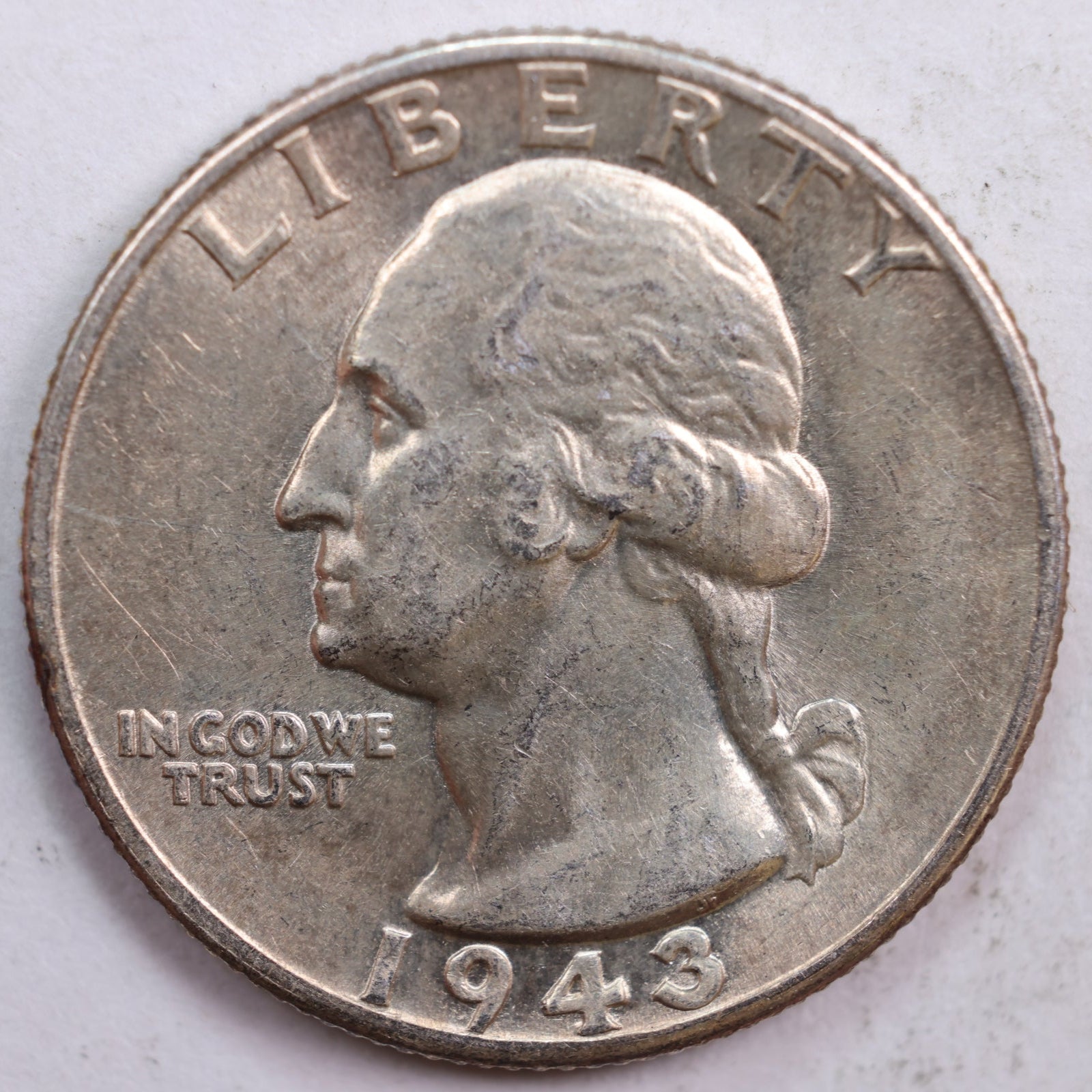 1943 Washington Quarter, Mint State Uncirculated Coin, Store #QR589