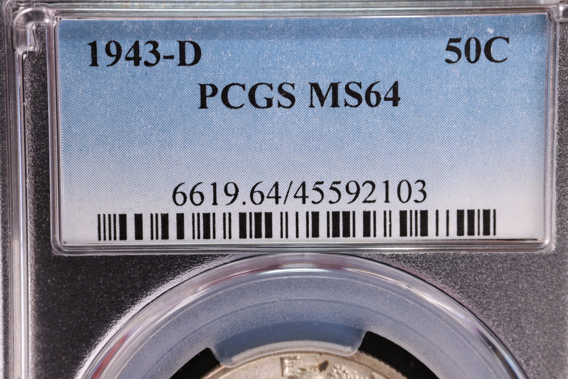 1943-D Walking Liberty Half Dollar, PCGS MS-64. Store #092907