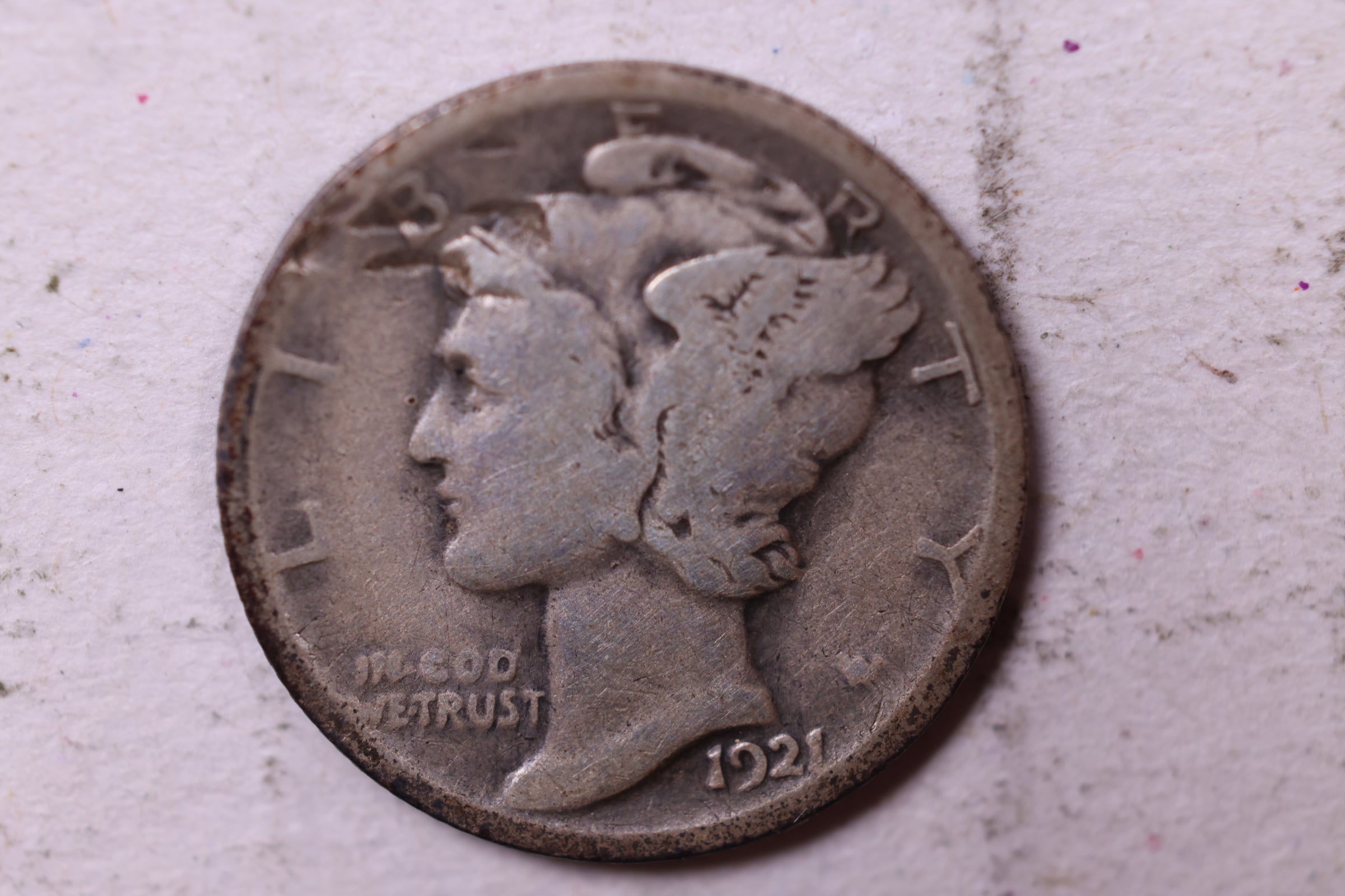 1921 Mercury Silver Dime., Very Good+., Store #19807