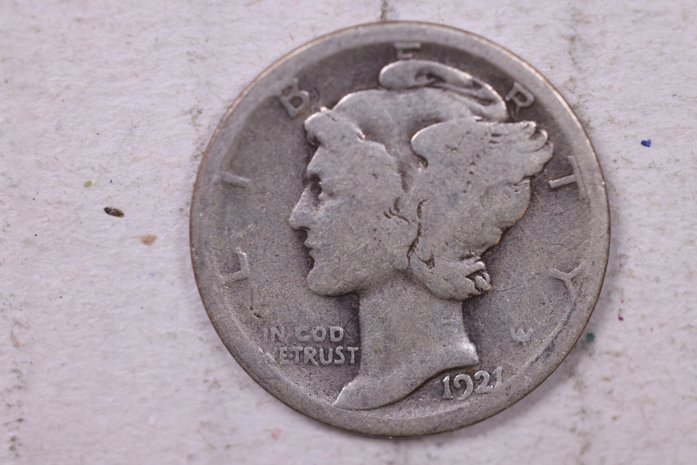 1921 Mercury Silver Dime., Good., Store #19812