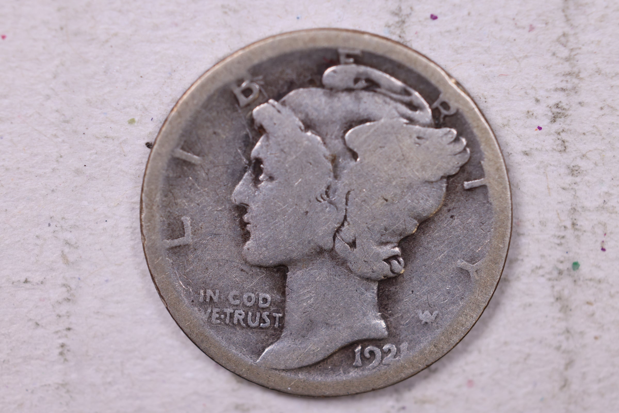 1921 Mercury Silver Dime., About Good., Store #19823