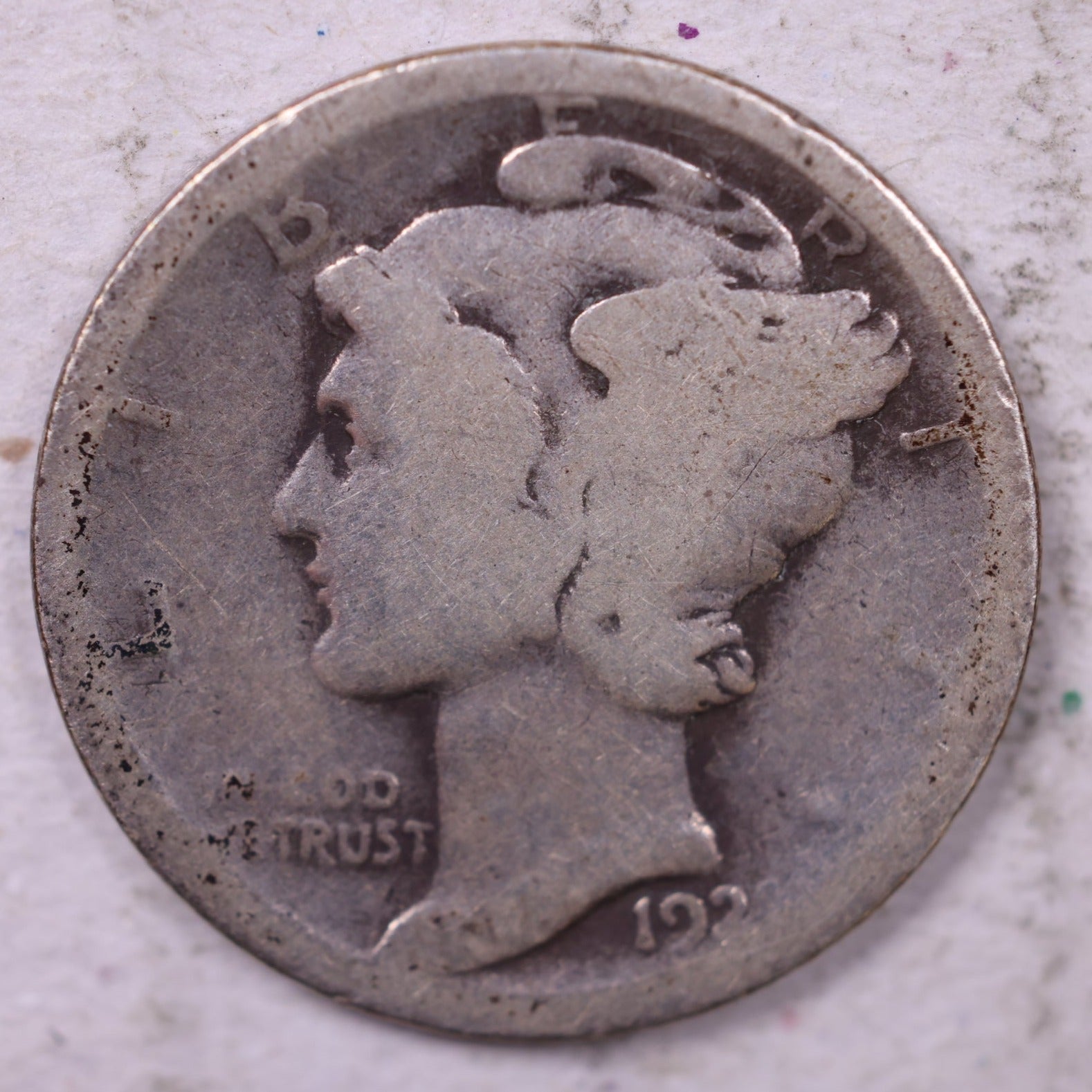 1921 Mercury Silver Dime., About Good., Store #19826