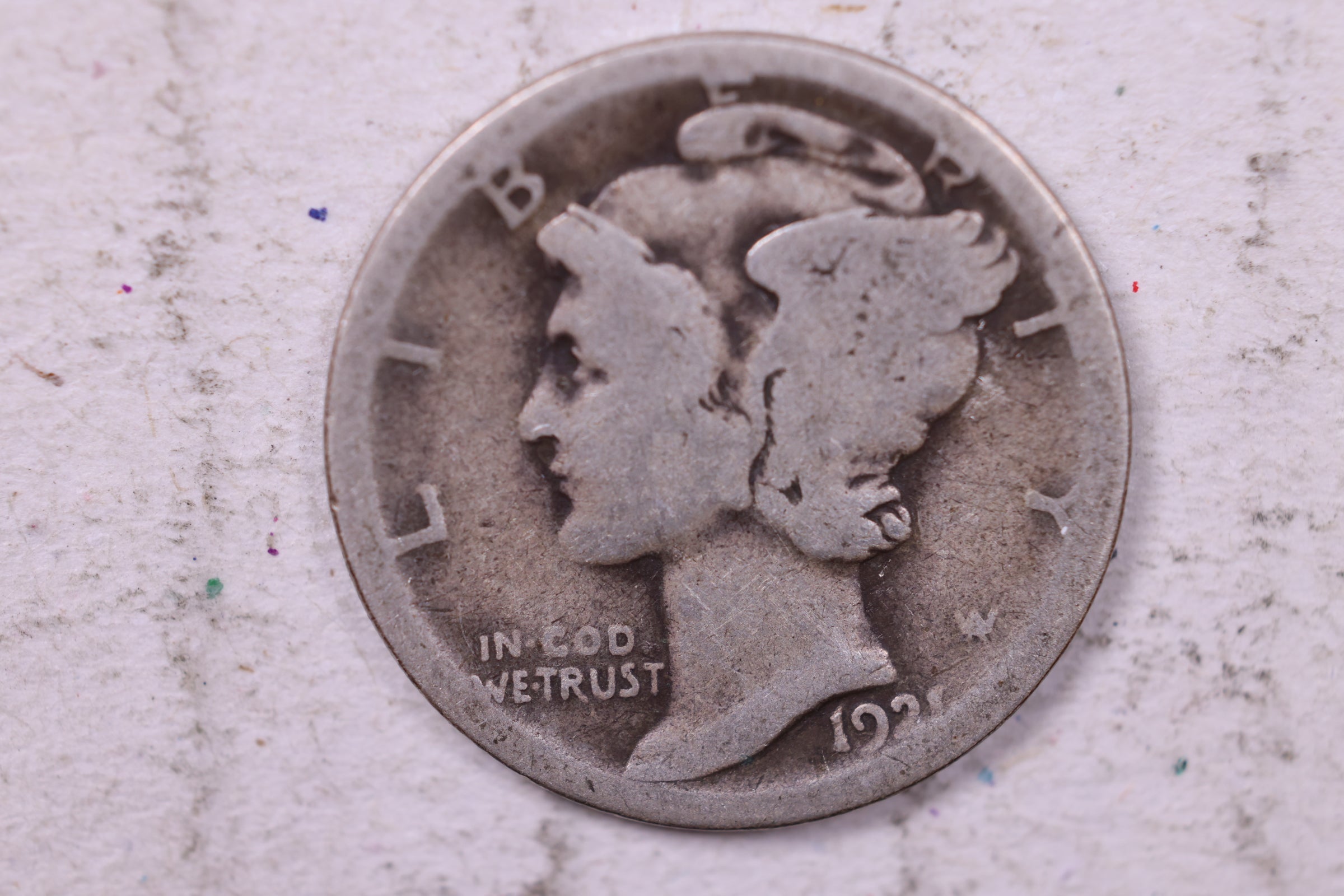 1921-D Mercury Silver Dime., Good, Store #19837