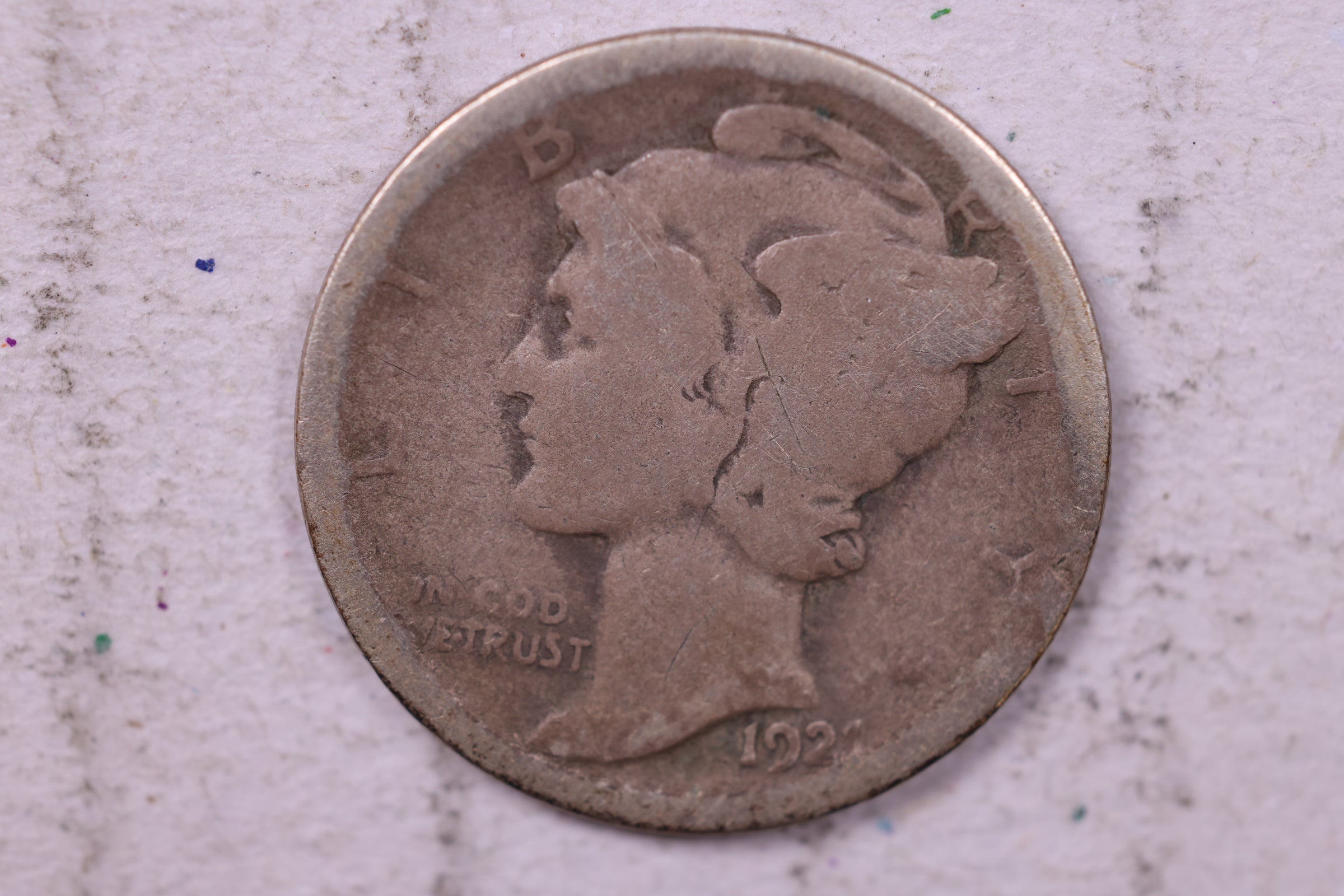1921-D Mercury Silver Dime., Good, Store #19839
