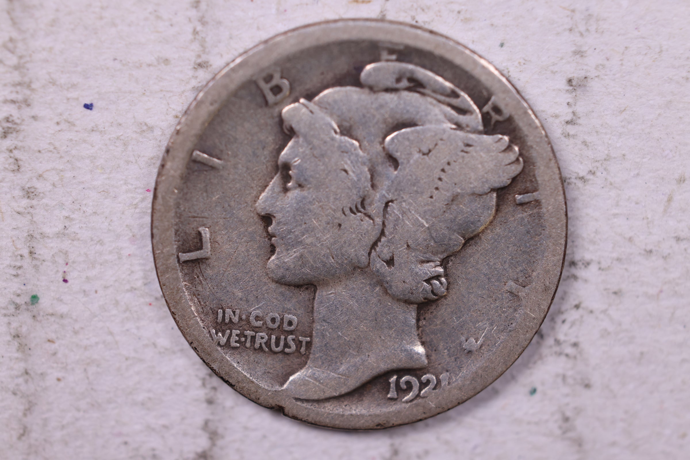 1921-D Mercury Silver Dime., Good, Store #19840