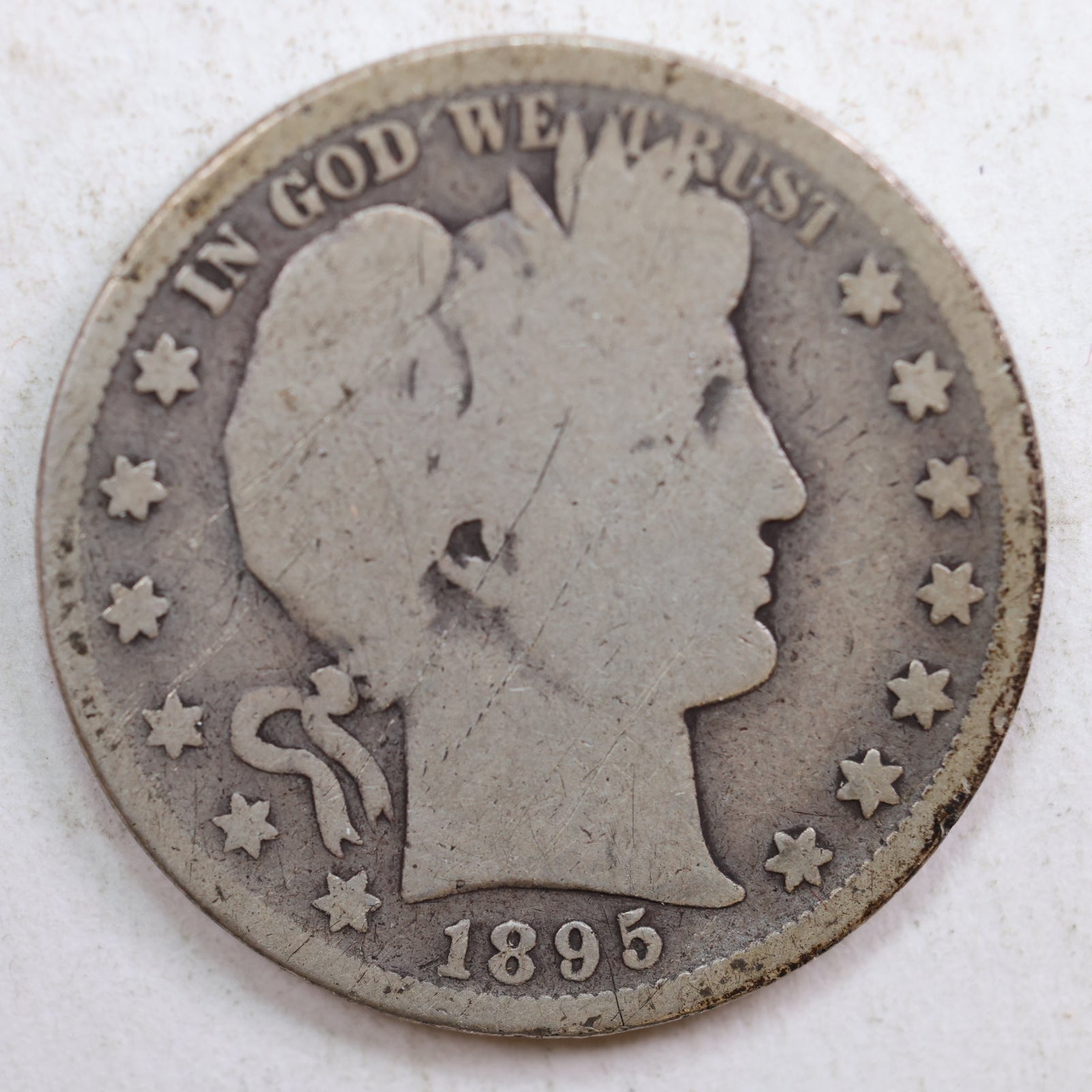 1895-S Barber Silver Half Dollar, Good Circulated Coin, Store #HR0774