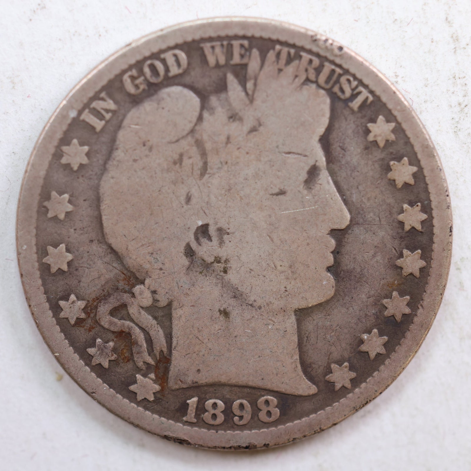 1898-O Barber Silver Half Dollar, Very Good Circulated Coin, Store #HR0782