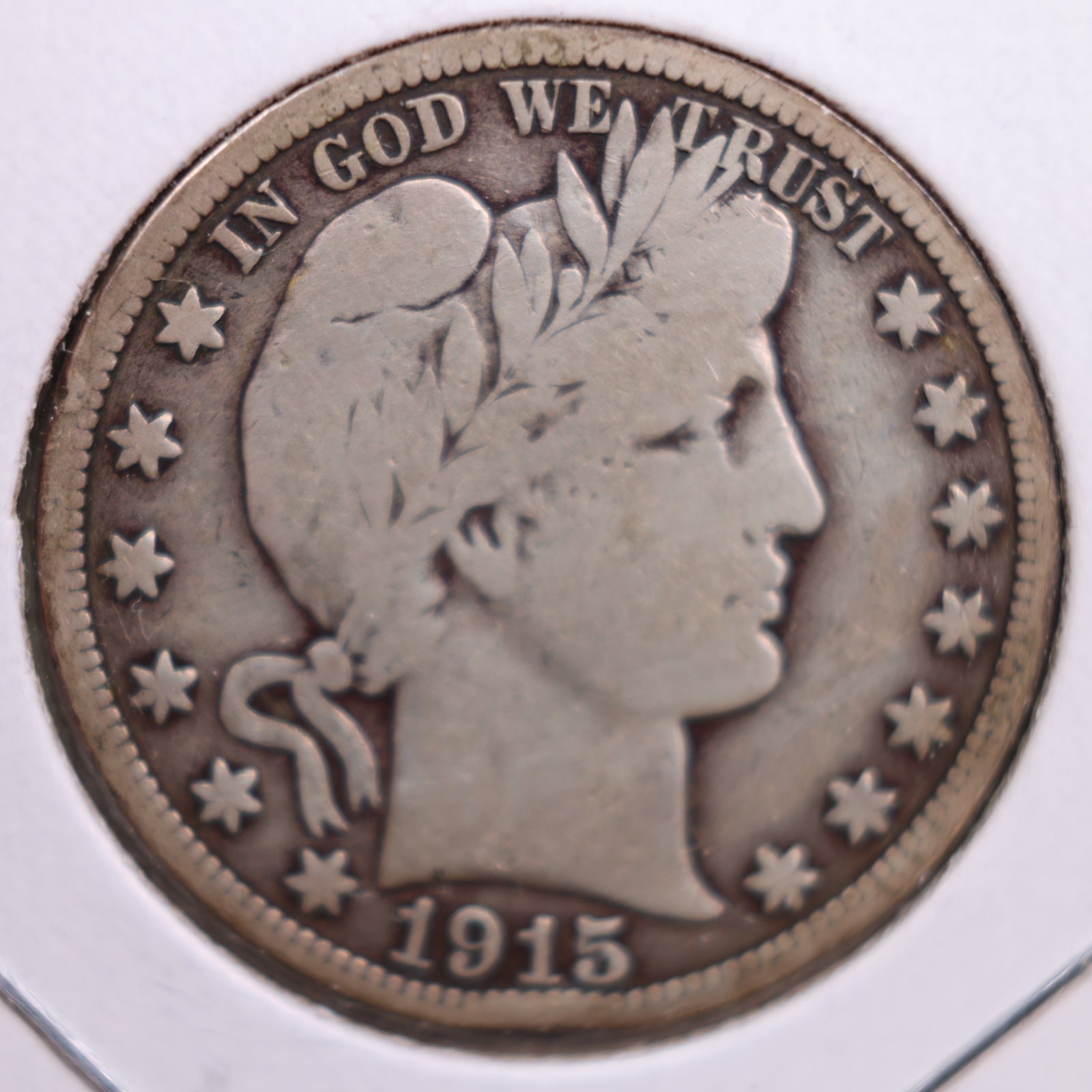 1915-S Barber Half Dollar, Very Good+ Circulated Coin, Store #HR0705
