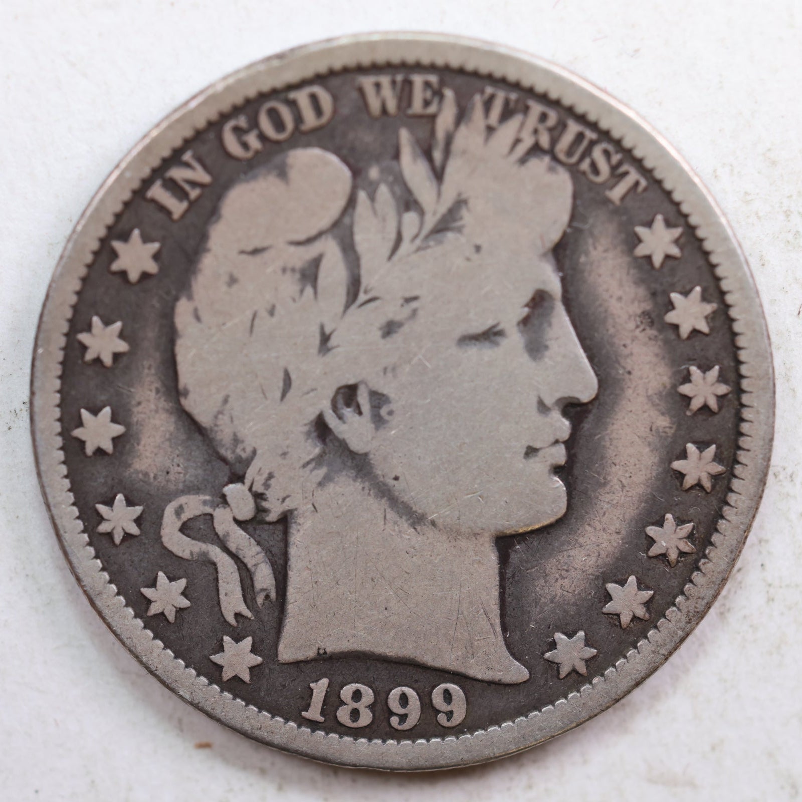 1899-O Barber Silver Half Dollar, Very Good Circulated Coin, Store #HR0785