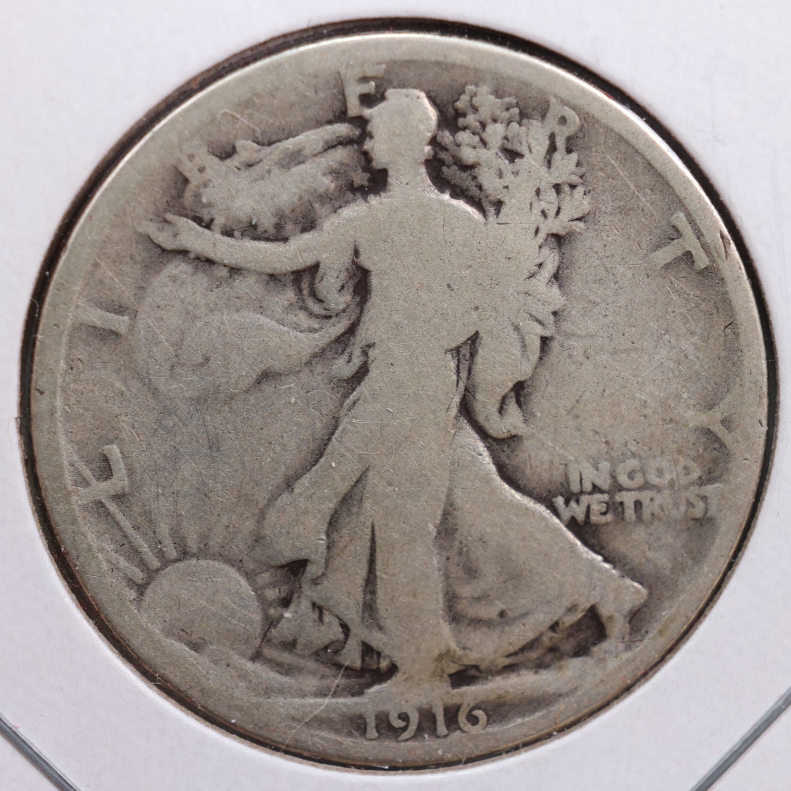 1916 Walking Liberty Half Dollar, Very Good Circulated Coin, Store #HR0695
