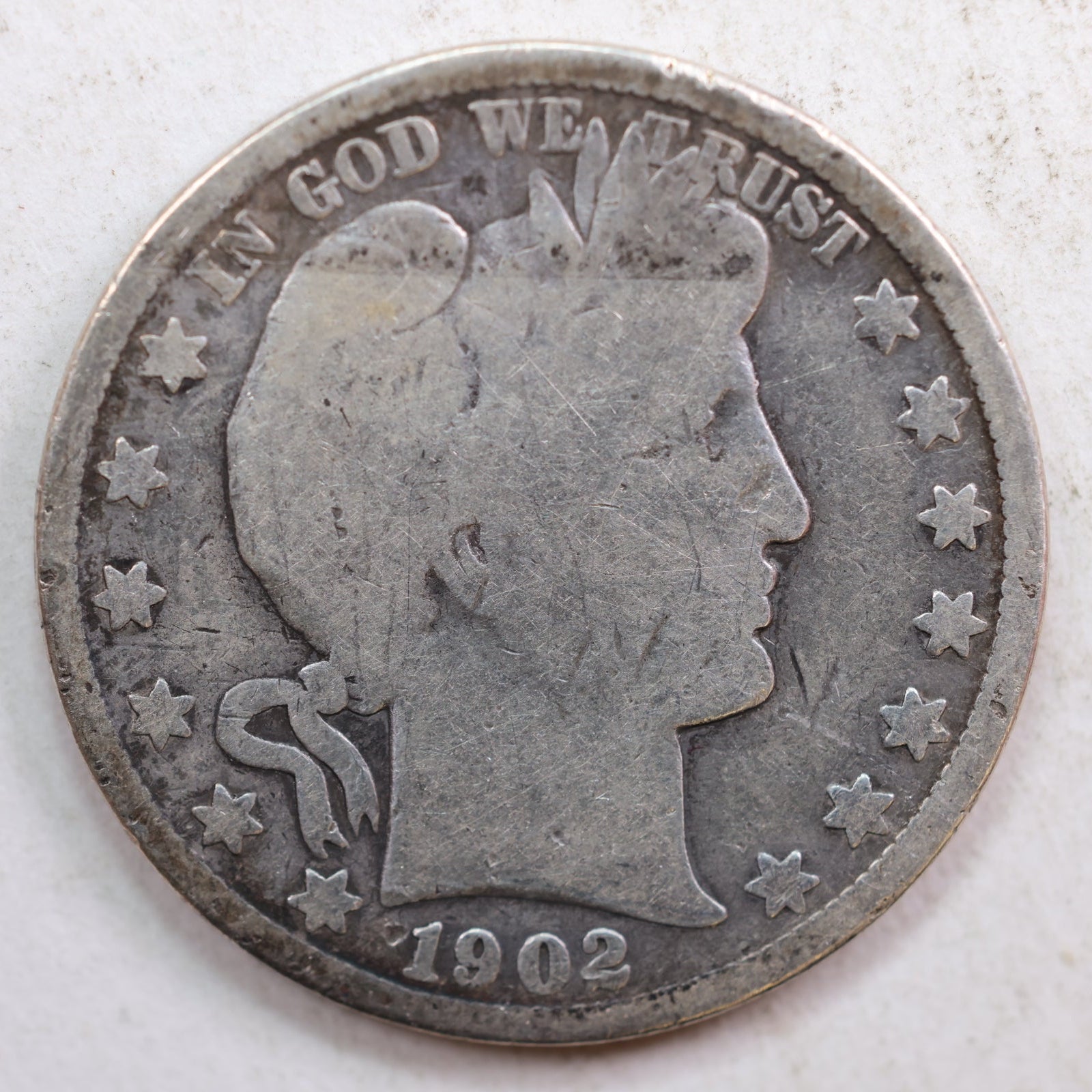 1902-S Barber Silver Half Dollar, Good+ Circulated Coin, Store #HR0794