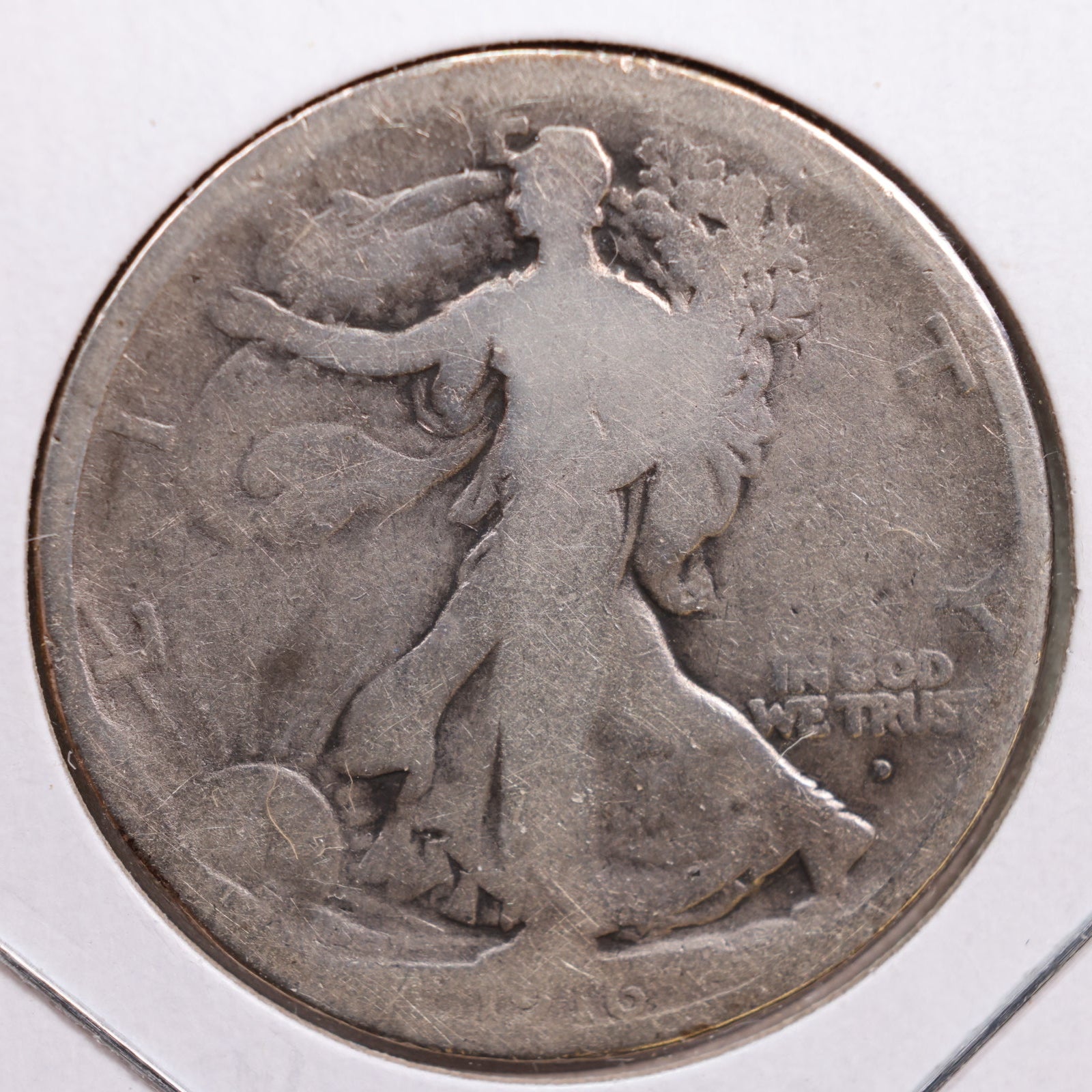 1916-D Walking Liberty Half Dollar, Good Circulated Coin, Store #HR0689