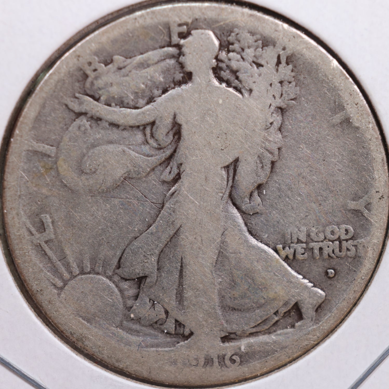 1916-D Walking Liberty Half Dollar, Abt Good Circulated Coin, Store #HR0687