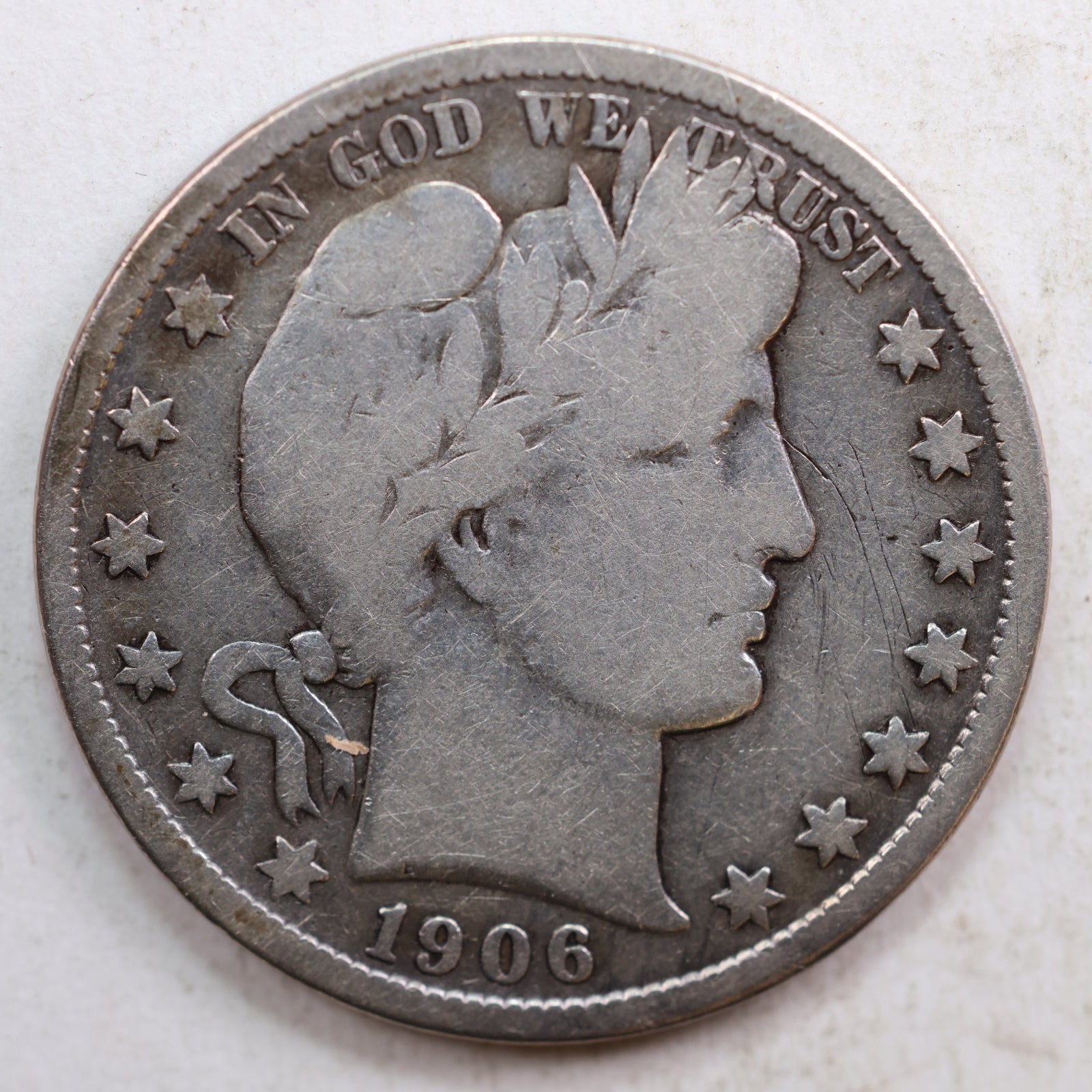 1906-S Barber Half Dollar, Very Good Circulated Coin, Store #HR0806