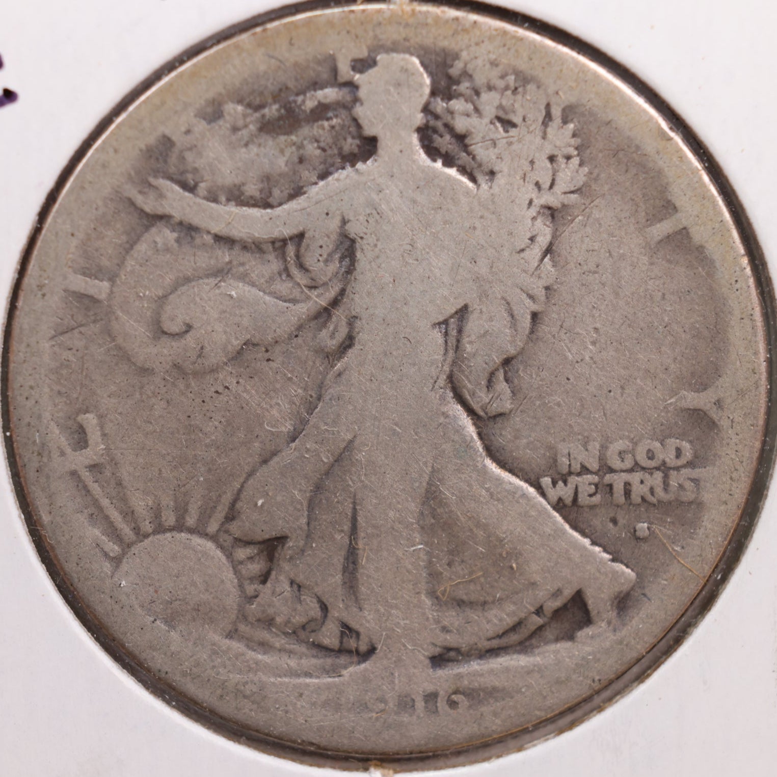 1916-S Walking Liberty Half Dollar, About Good Circulated Coin, Store #HR0676