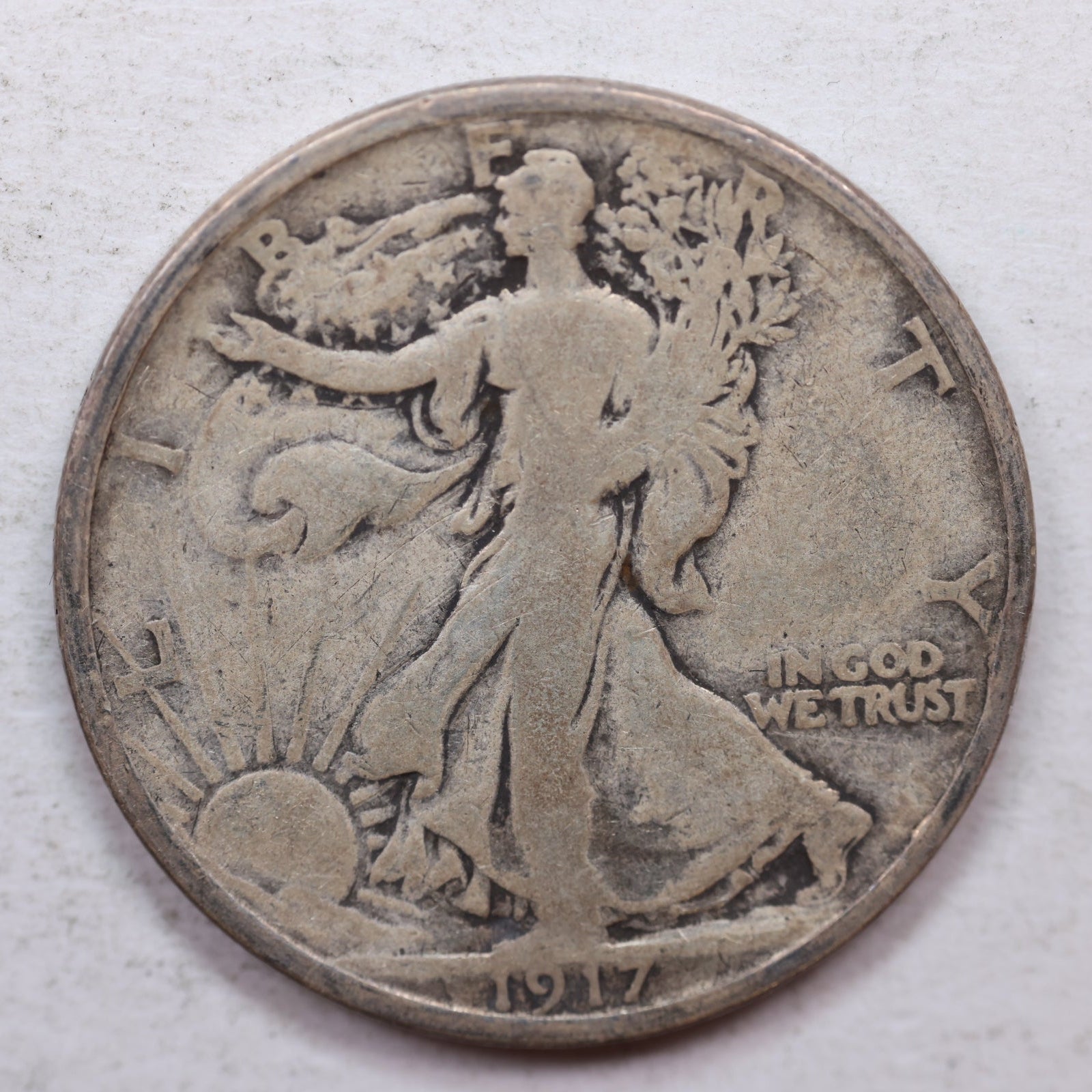 1917-S (Reverse) Walking Liberty Half Dollar, Very Good+ Circulated Coin, #HR0934