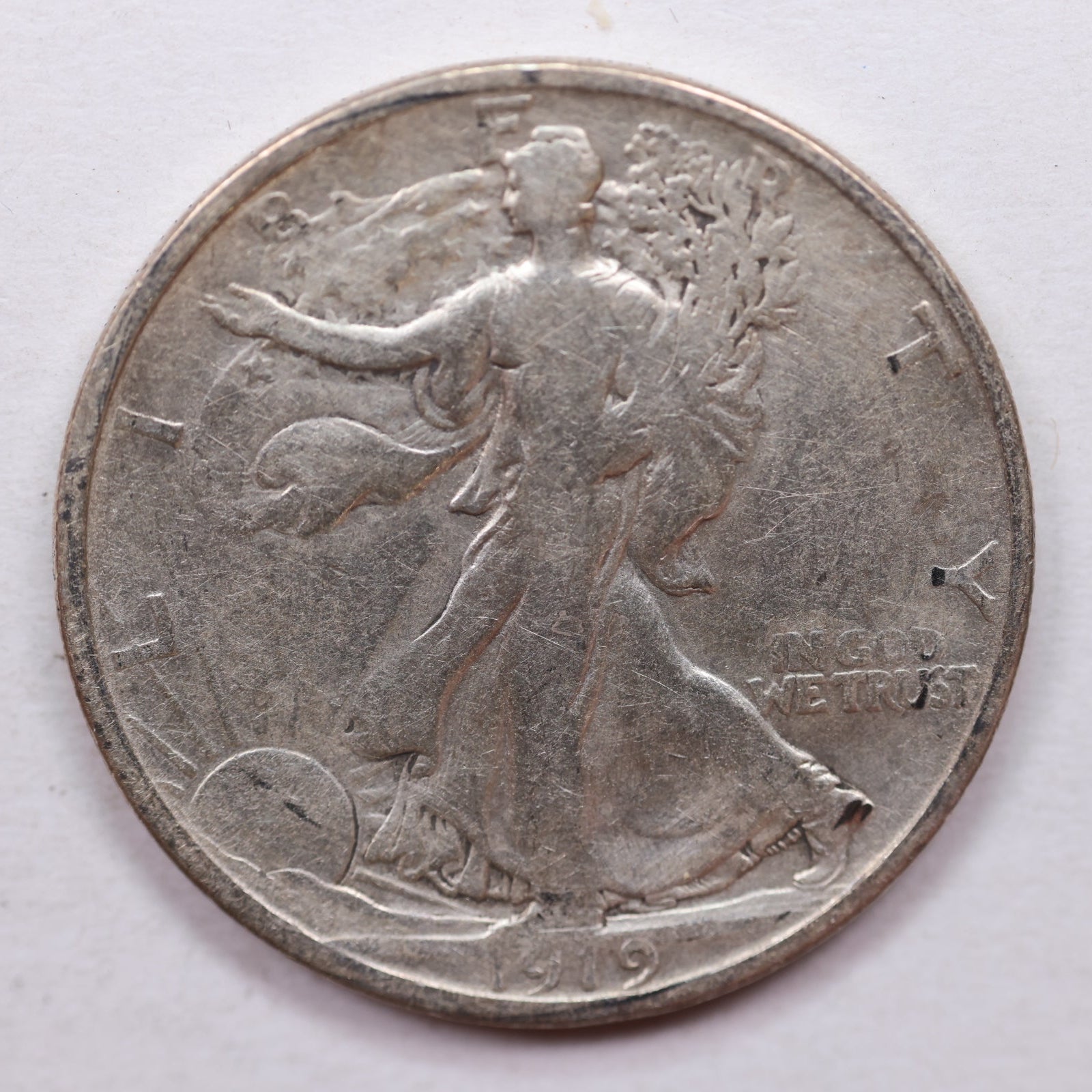 1919-D Walking Liberty Half Dollar, Very Good Circulated Coin, Store #HR0946