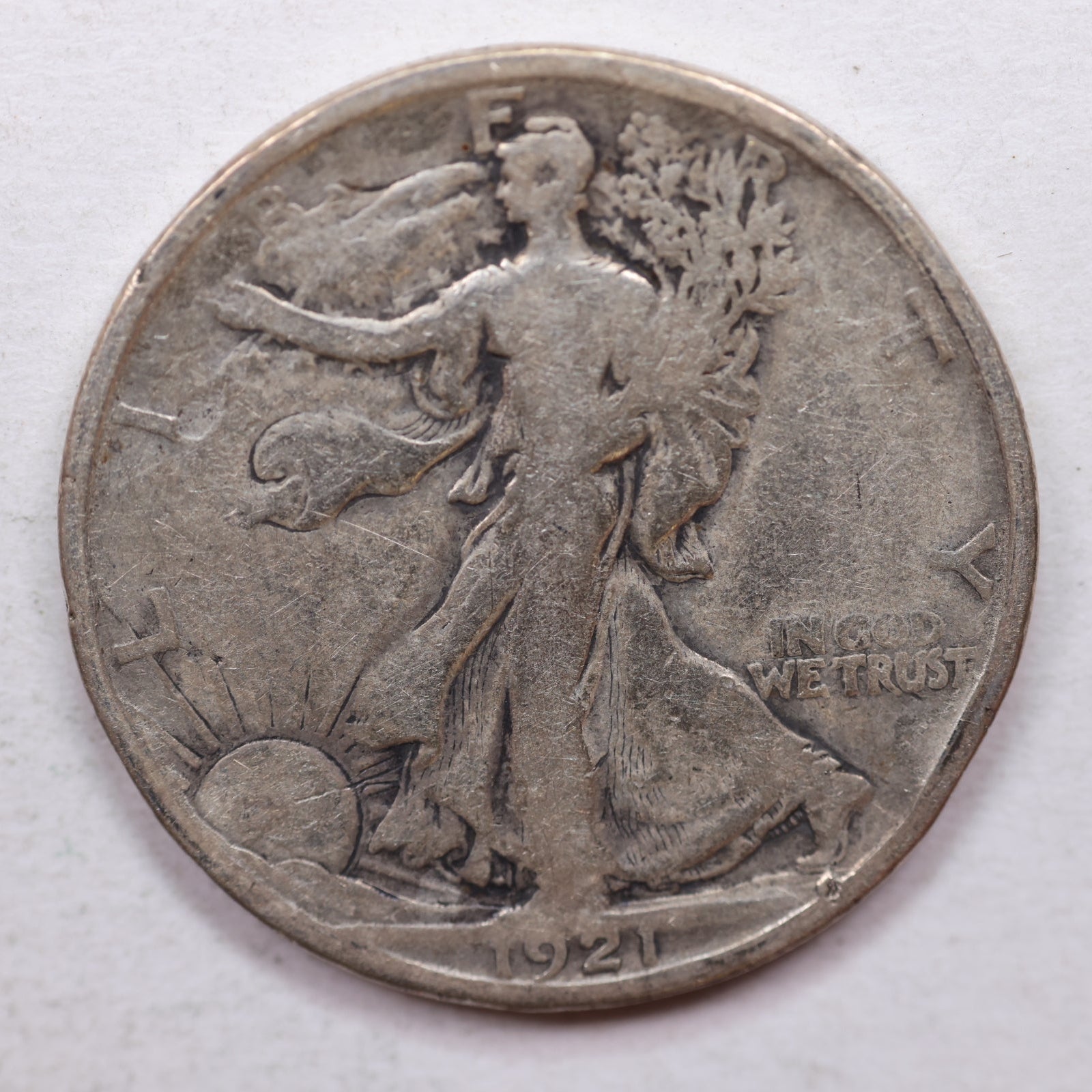 1921-S Walking Liberty Half Dollar, Very Good Circulated Coin, Store #HR0967.