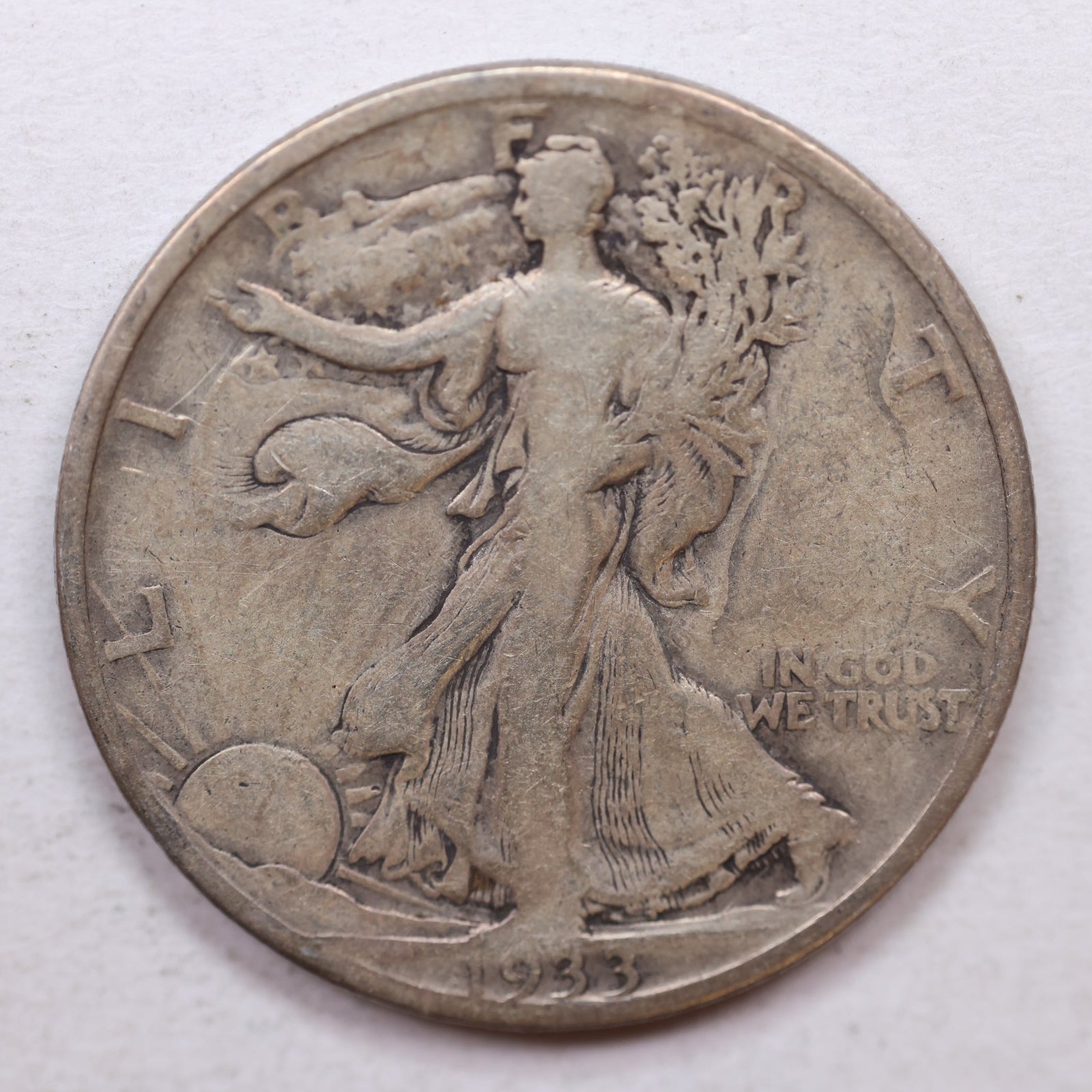 1933-S Walking Liberty Half Dollar, Very Good Circulated Coin, Store #HR0978.